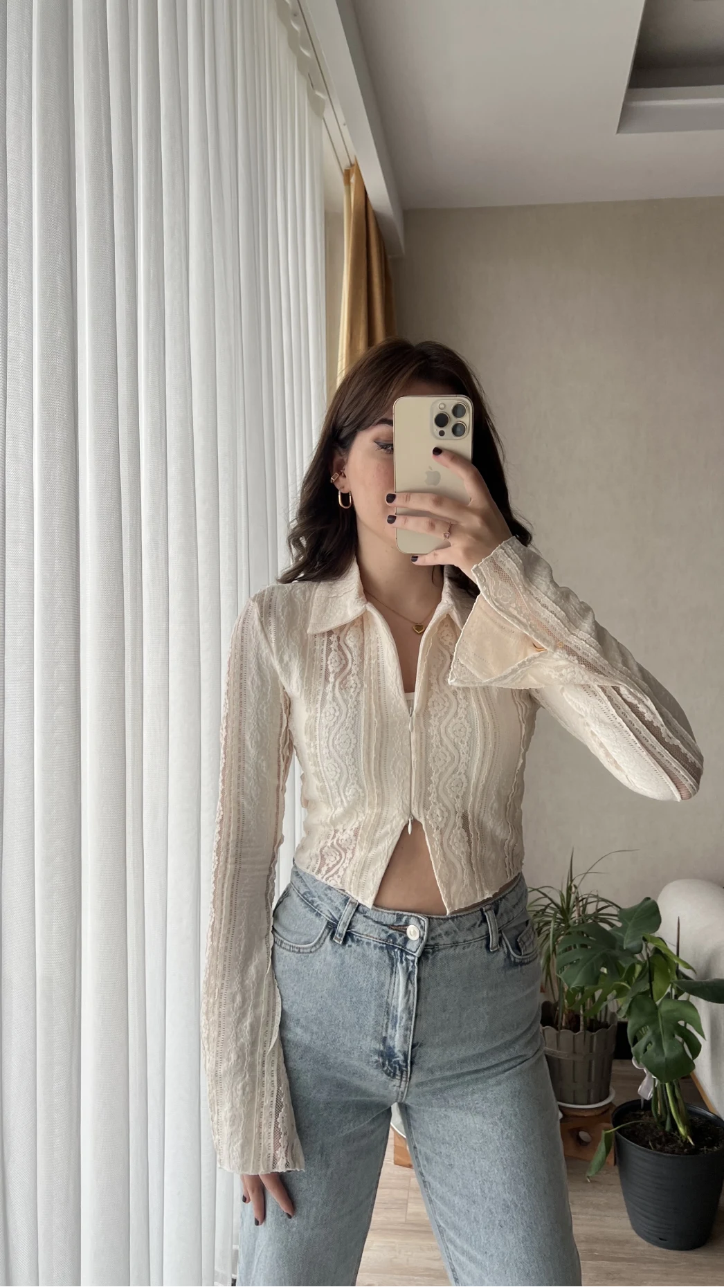 Matmazel Dantel Fermuarlı Bluz