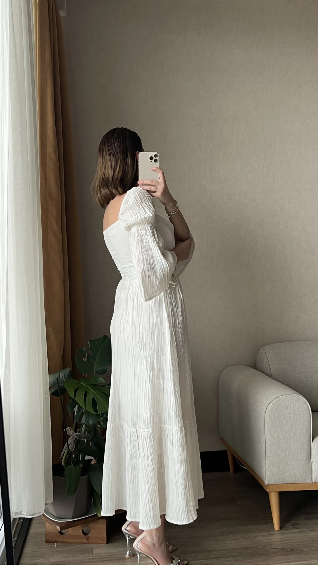 Maude Kırık Beyaz Vintage Elbise