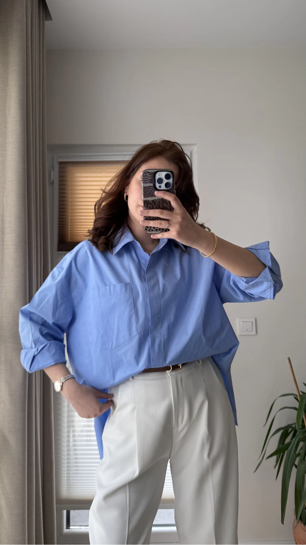 Mavi Oversize Gömlek