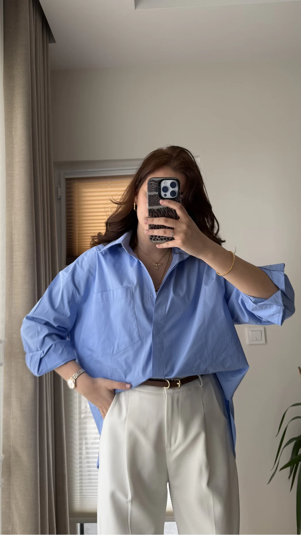 Mavi Oversize Gömlek