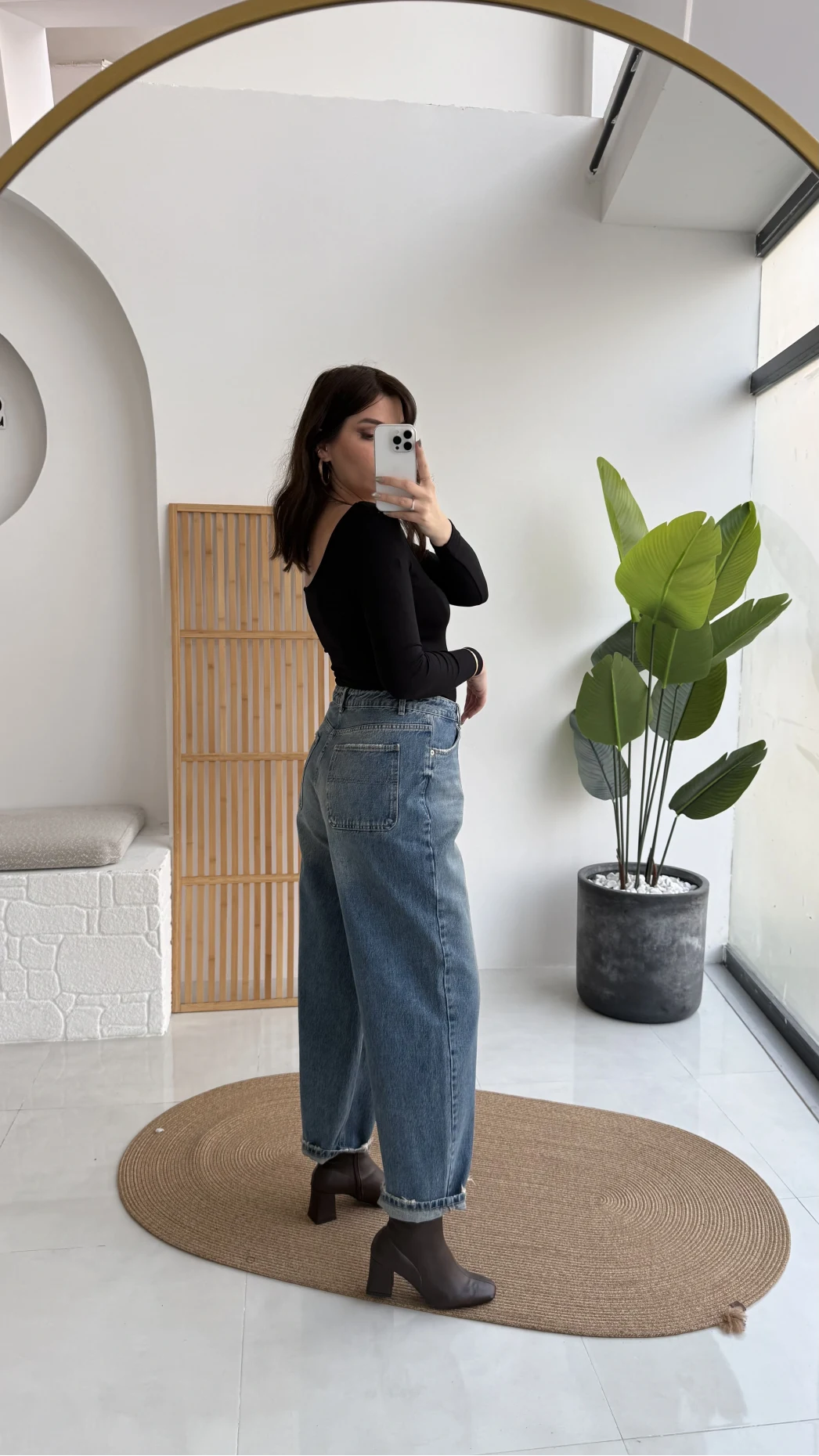 Mavi Yüksek Bel Baggy Jean Pantolon - Kod: 1055