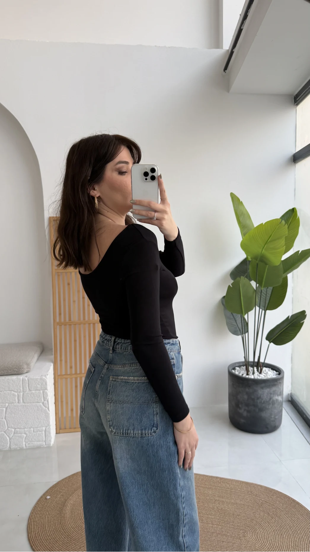 Mavi Yüksek Bel Baggy Jean Pantolon - Kod: 1055