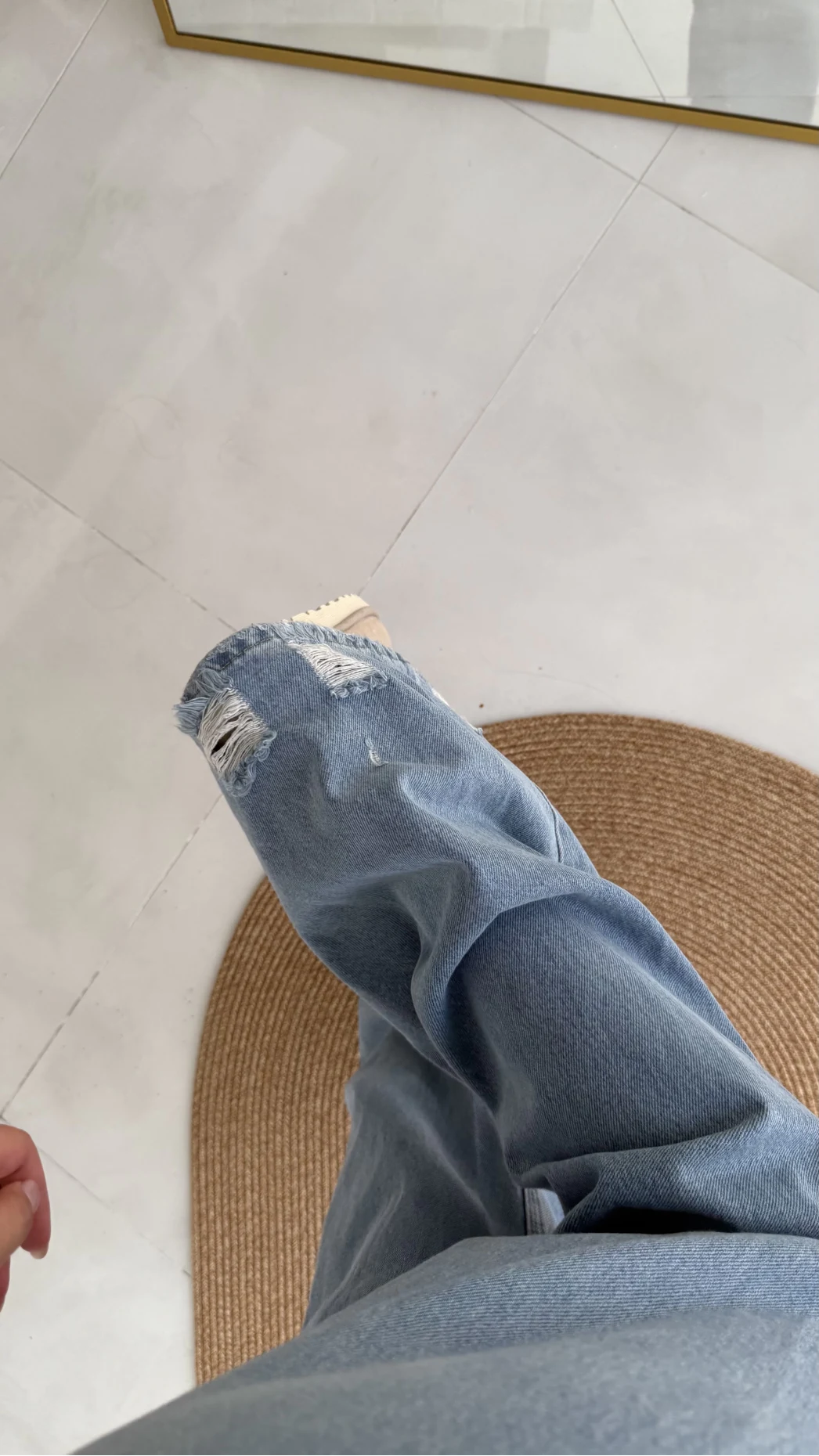 Mavi Yüksel Bel Bol Paça Denim Jean Pantolon - Kod: 864
