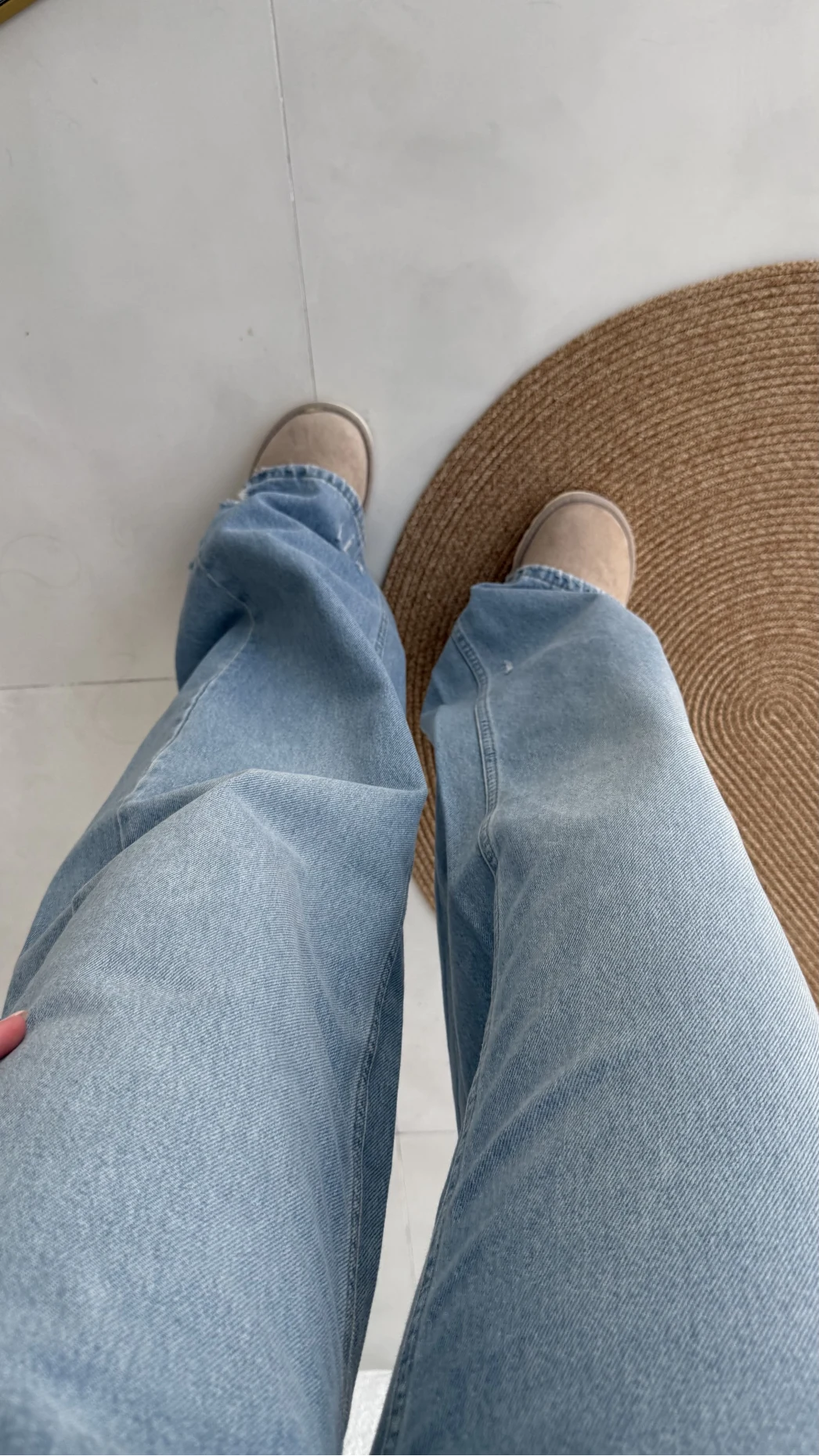 Mavi Yüksel Bel Bol Paça Denim Jean Pantolon - Kod: 864