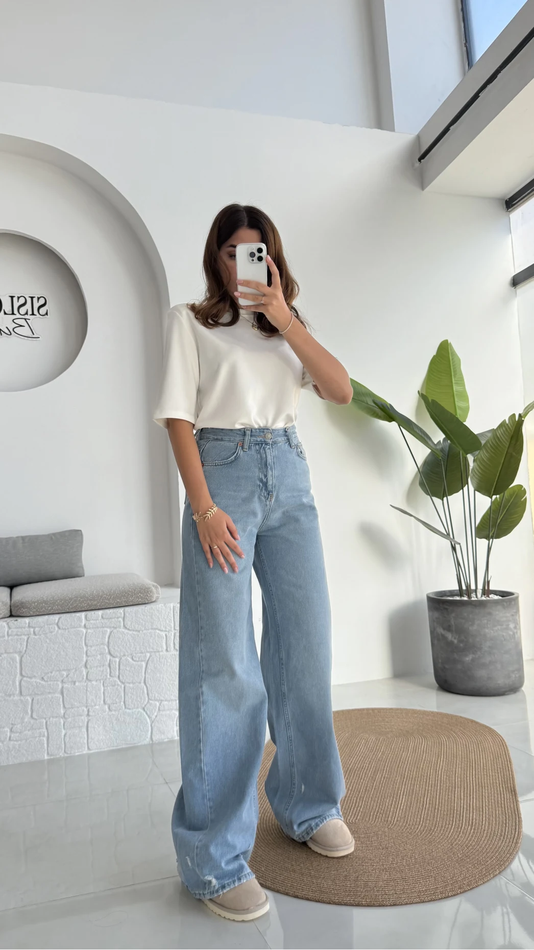 Mavi Yüksel Bel Bol Paça Denim Jean Pantolon - Kod: 864