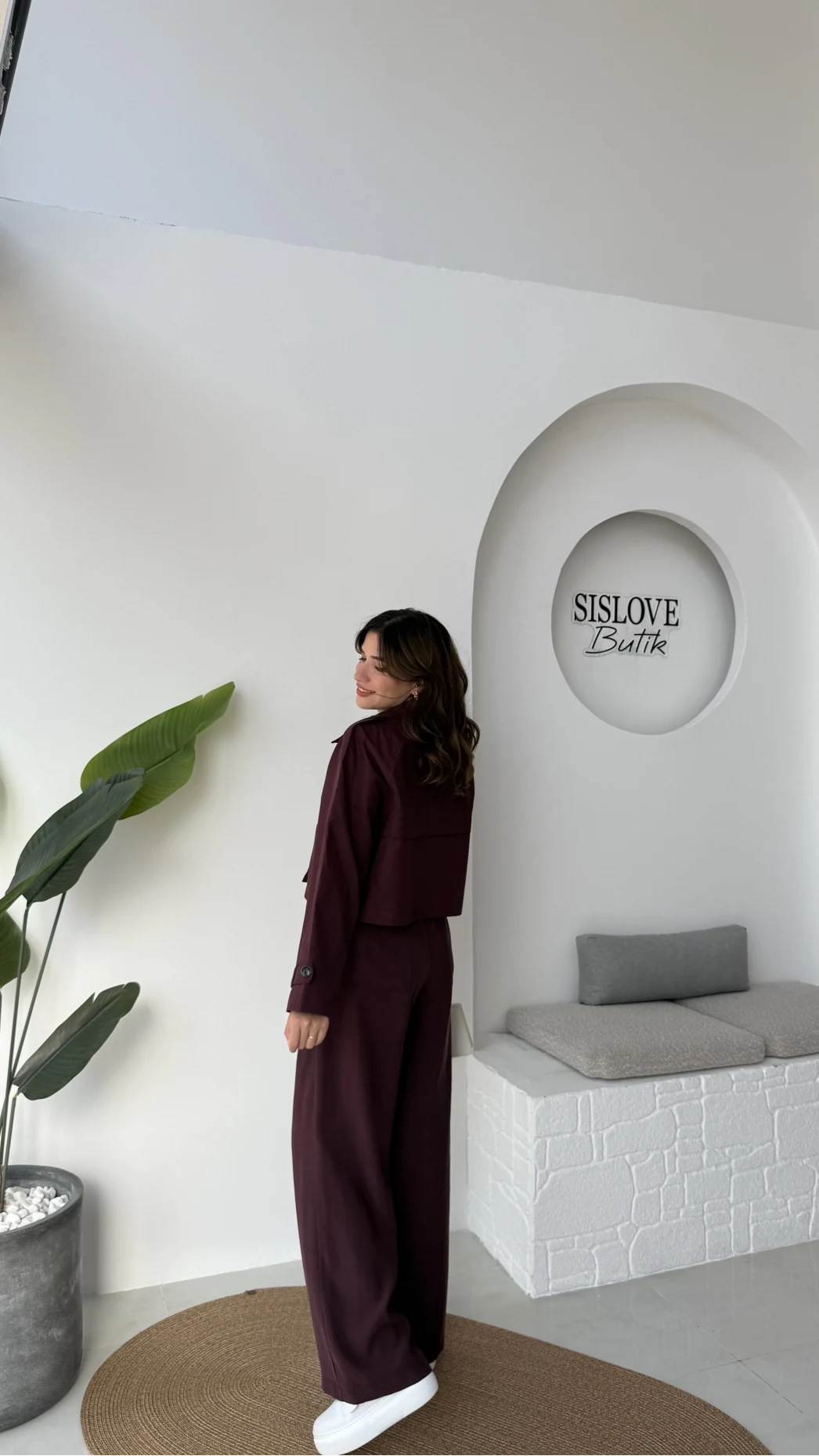 Maya Yarım Kruvaze Trençkot - Bordo - Kod: 7529