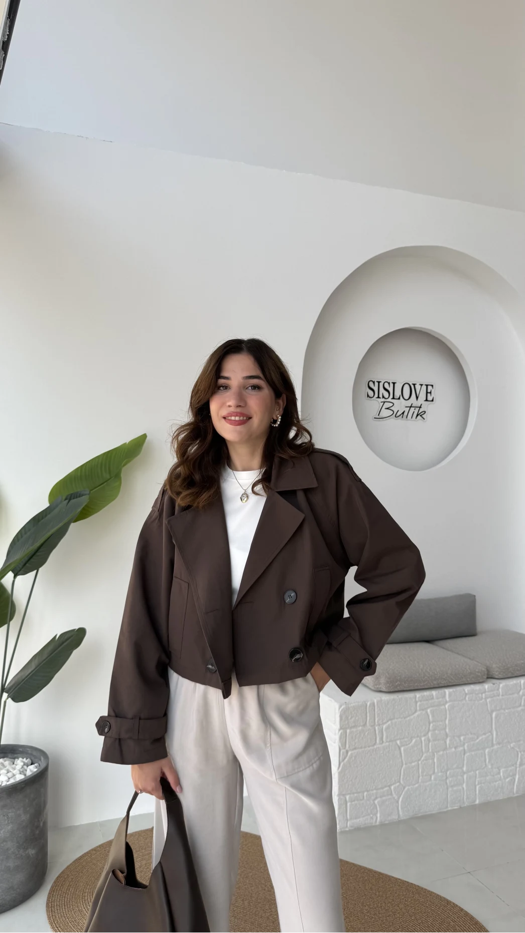 Maya Yarım Kruvaze Trençkot - Kahve - Kod: 7529