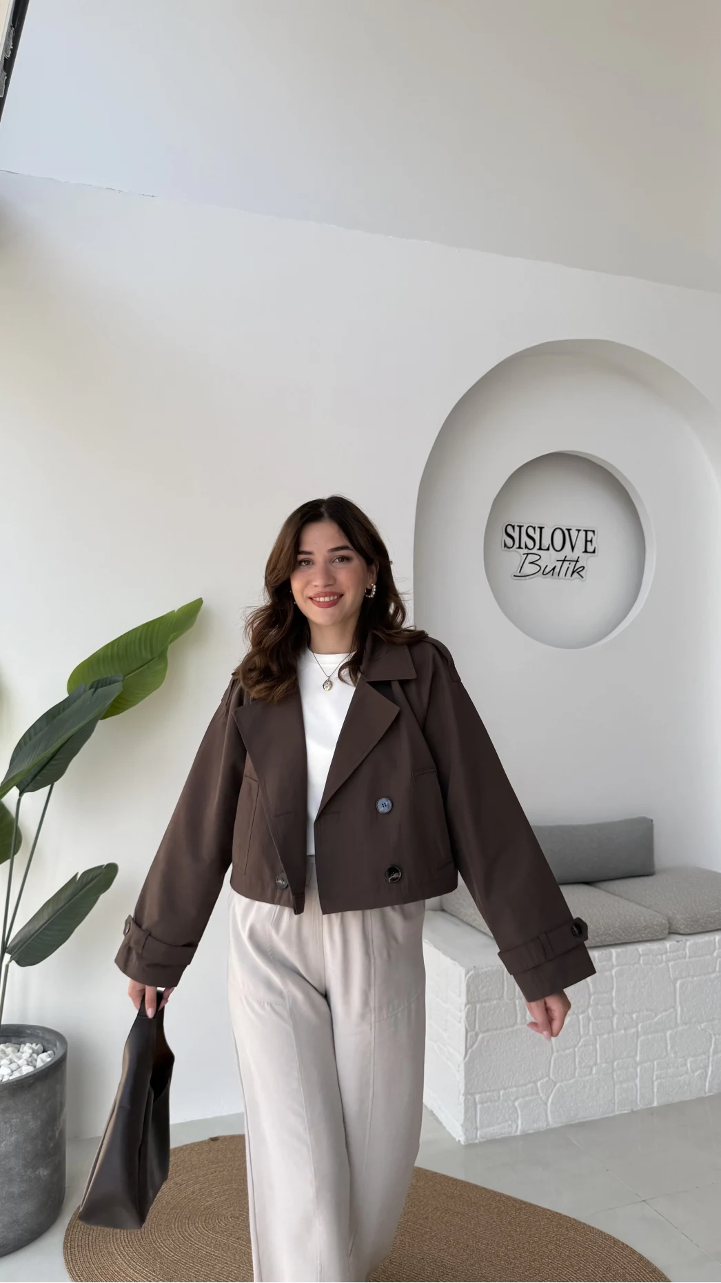 Maya Yarım Kruvaze Trençkot - Kahve - Kod: 7529