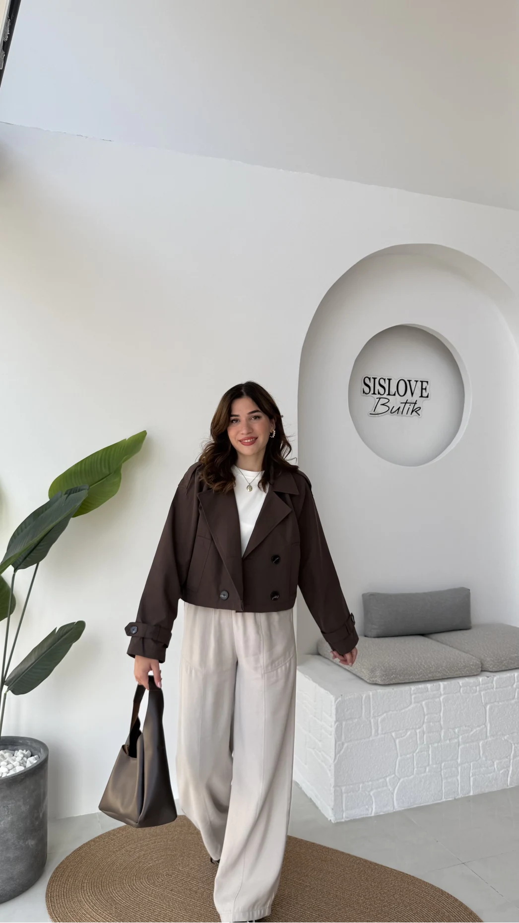 Maya Yarım Kruvaze Trençkot - Kahve - Kod: 7529