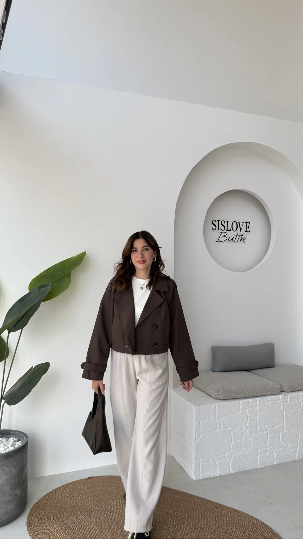 Maya Yarım Kruvaze Trençkot - Kahve - Kod: 7529