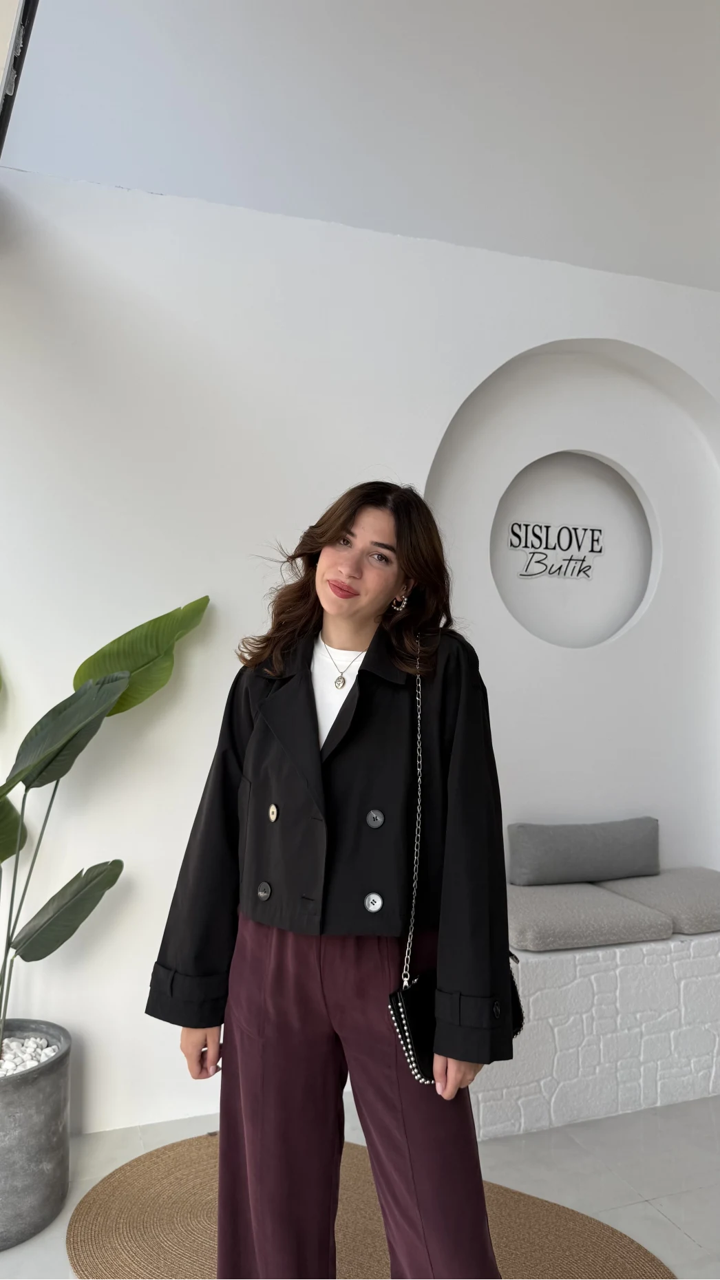 Maya Yarım Kruvaze Trençkot - Siyah - Kod: 7529