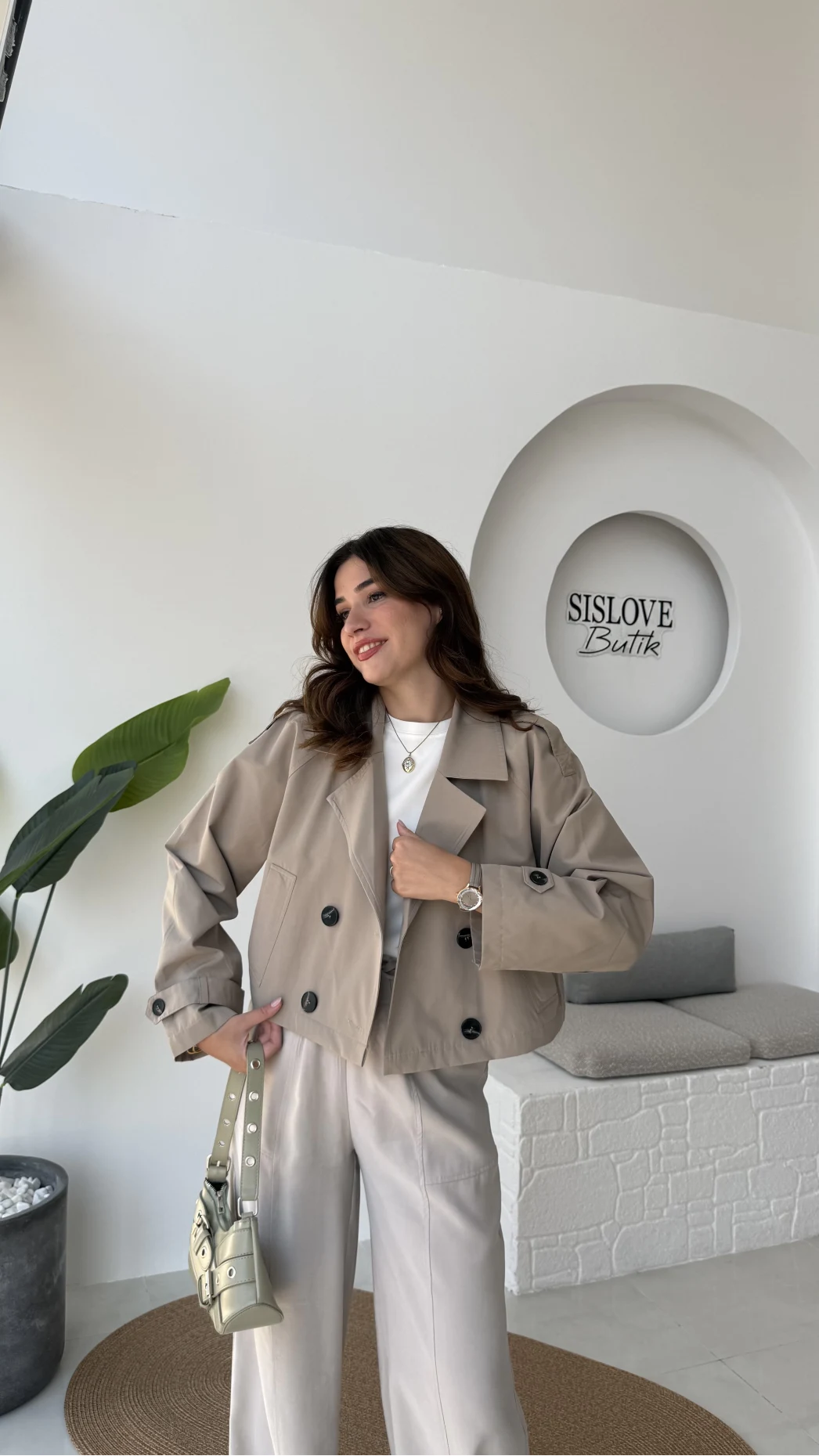 Maya Yarım Kruvaze Trençkot - Vizon - Kod: 7529