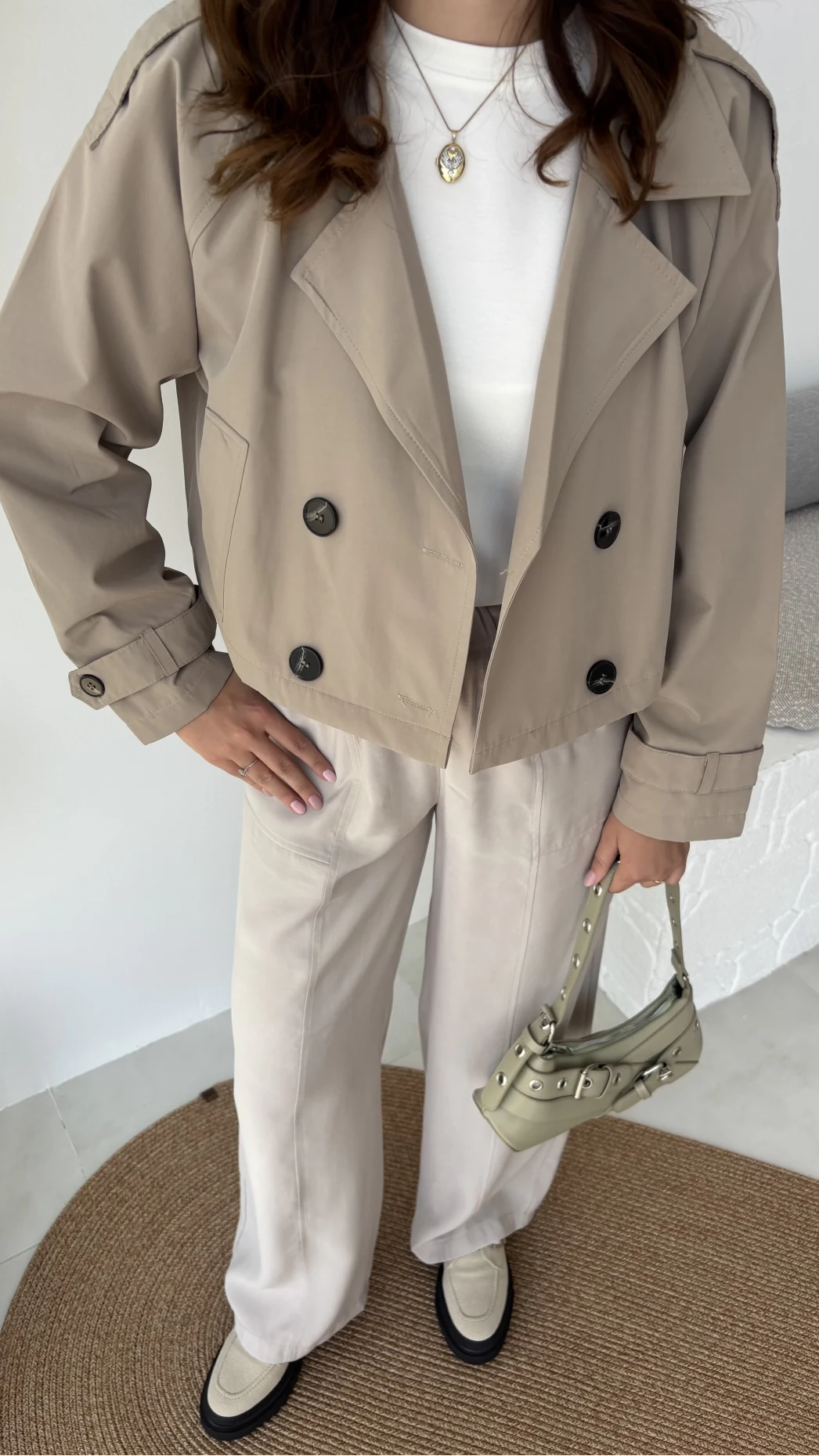 Maya Yarım Kruvaze Trençkot - Vizon - Kod: 7529