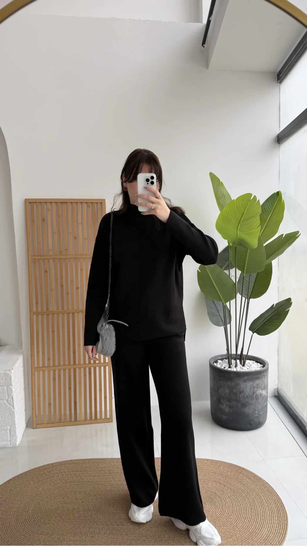 Maysa Dik Yaka Triko Takım - Siyah - Kod: 3804