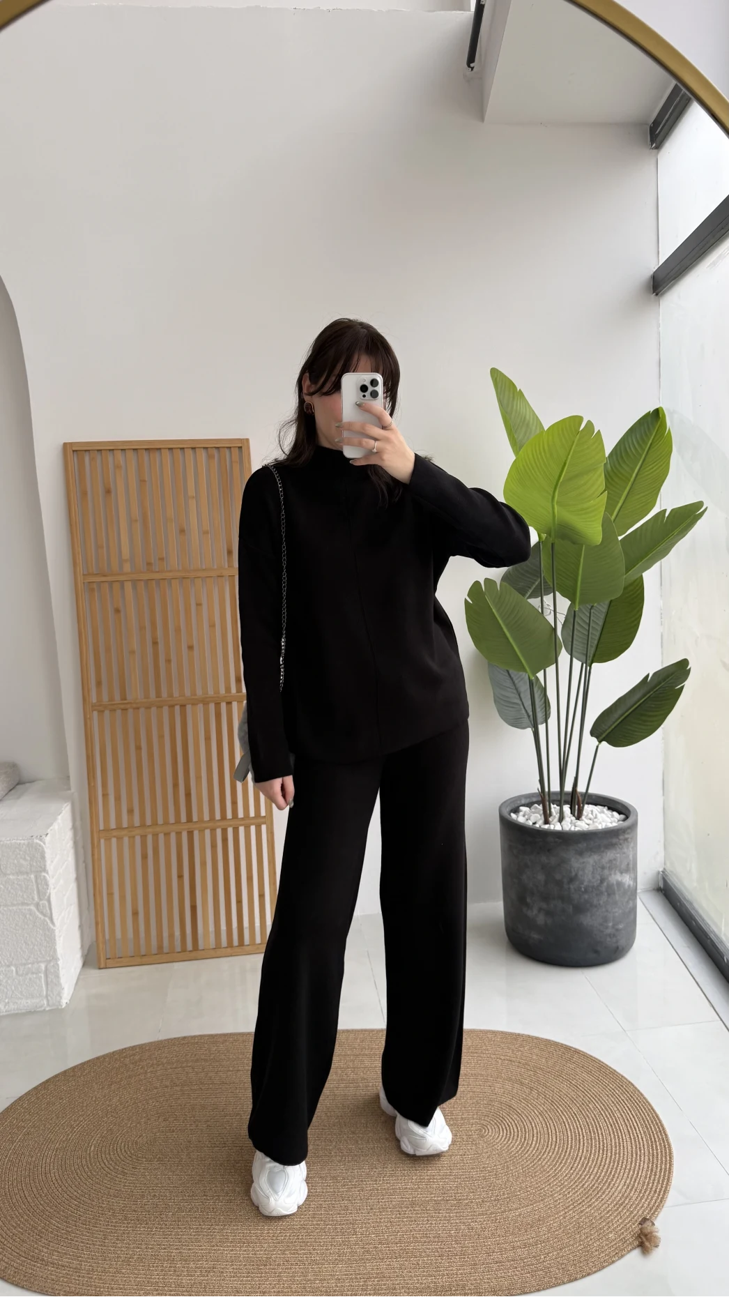 Maysa Dik Yaka Triko Takım - Siyah - Kod: 3804