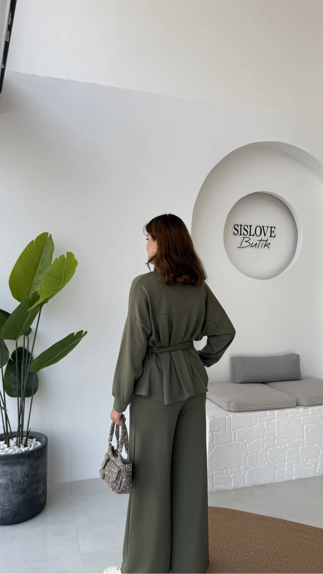 Meeri Kemer Detay Ceket Pantolon Takım - Haki - Kod: 128