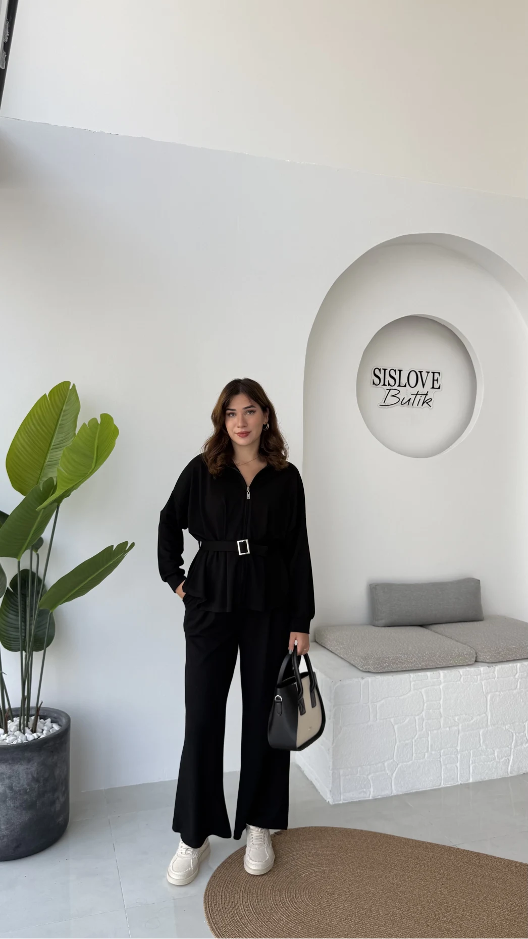 Meeri Kemer Detay Ceket Pantolon Takım - Siyah - Kod: 128