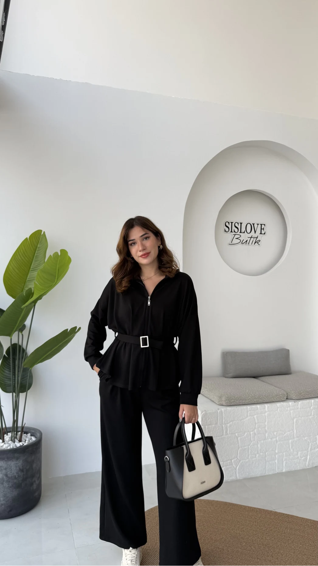 Meeri Kemer Detay Ceket Pantolon Takım - Siyah - Kod: 128