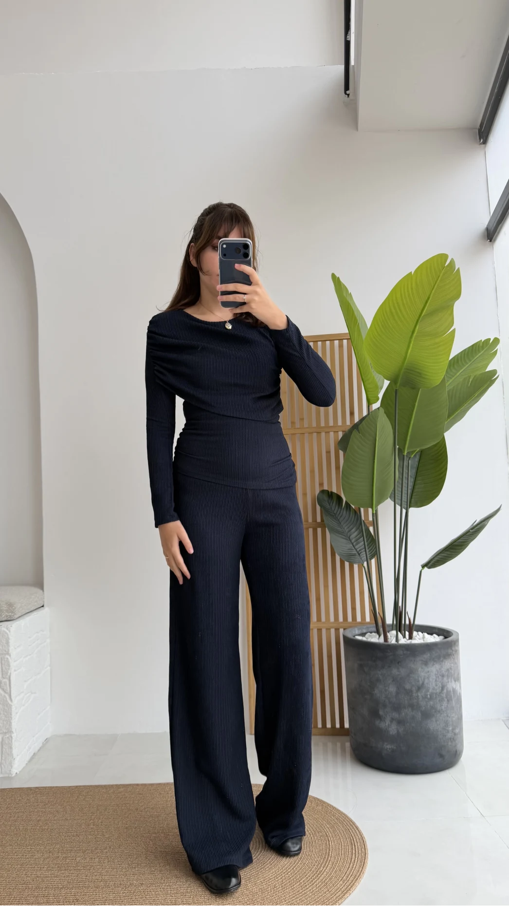 Melanie Fitilli Bluz Pantolon Takım - Lacivert