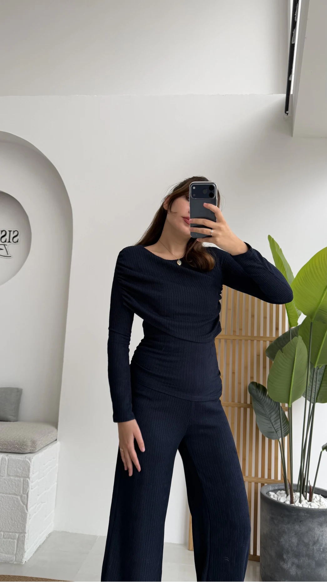 Melanie Fitilli Bluz Pantolon Takım - Lacivert