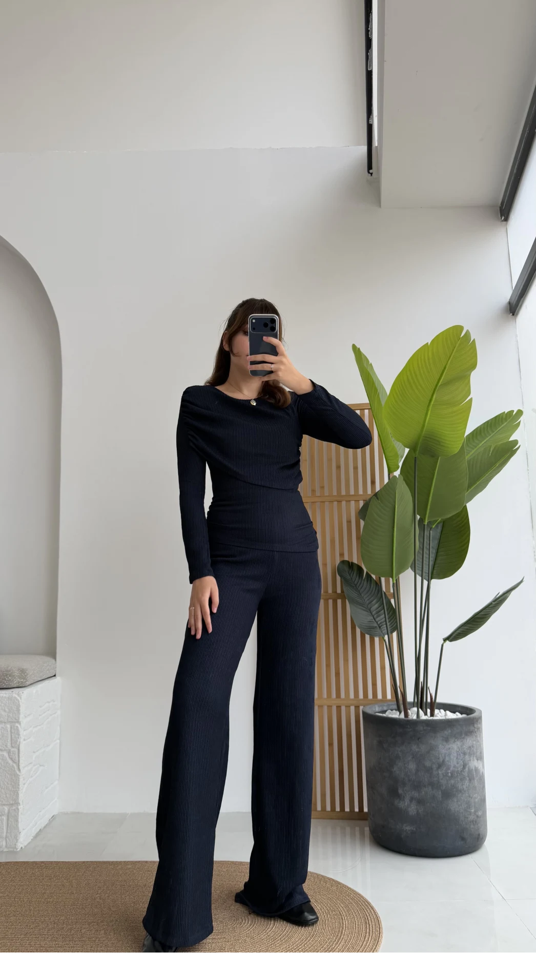 Melanie Fitilli Bluz Pantolon Takım - Lacivert