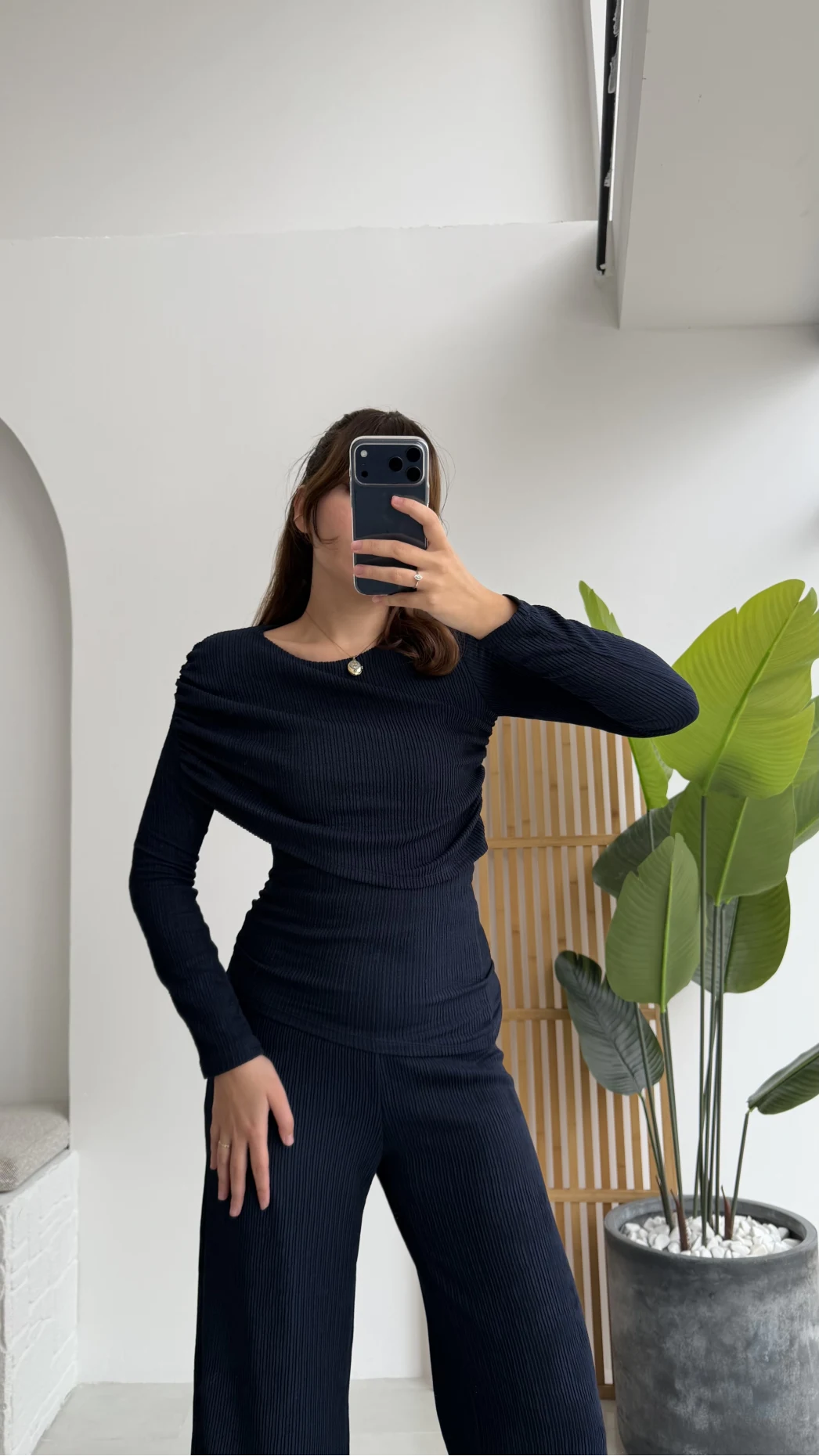 Melanie Fitilli Bluz Pantolon Takım - Lacivert