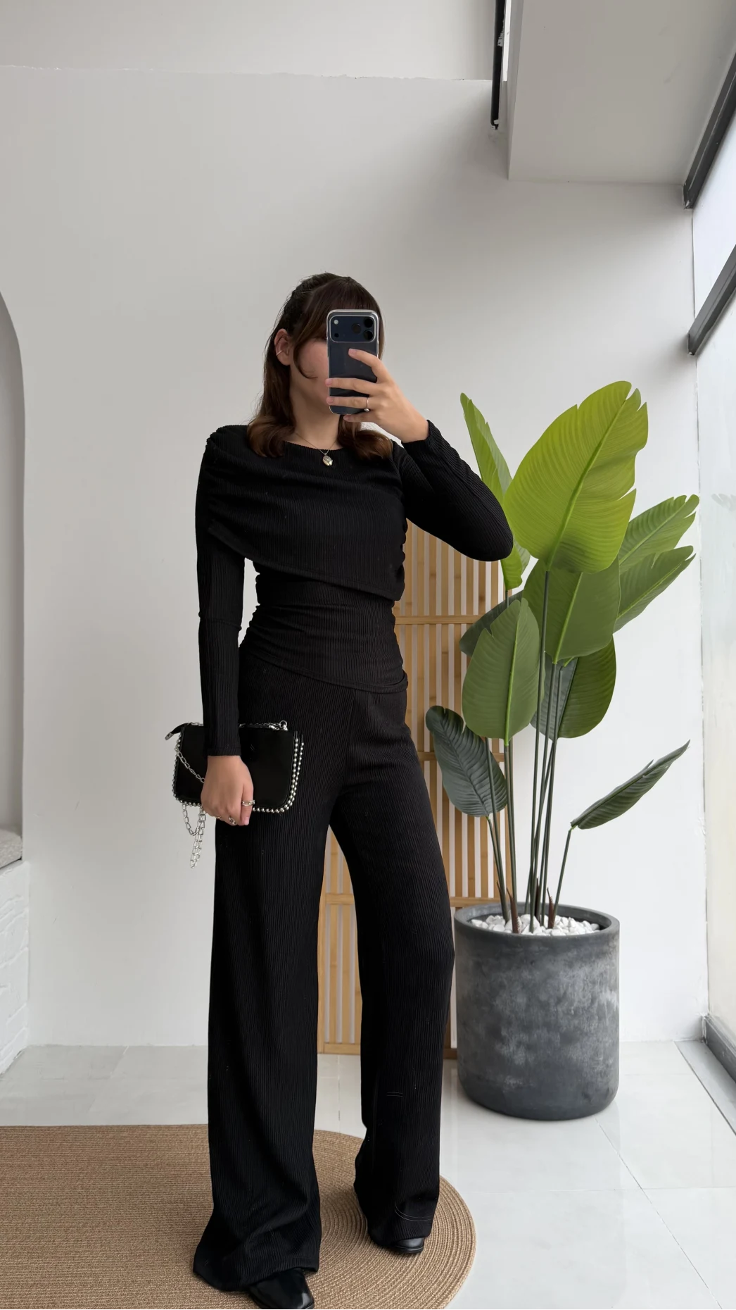 Melanie Fitilli Bluz Pantolon Takım - Siyah