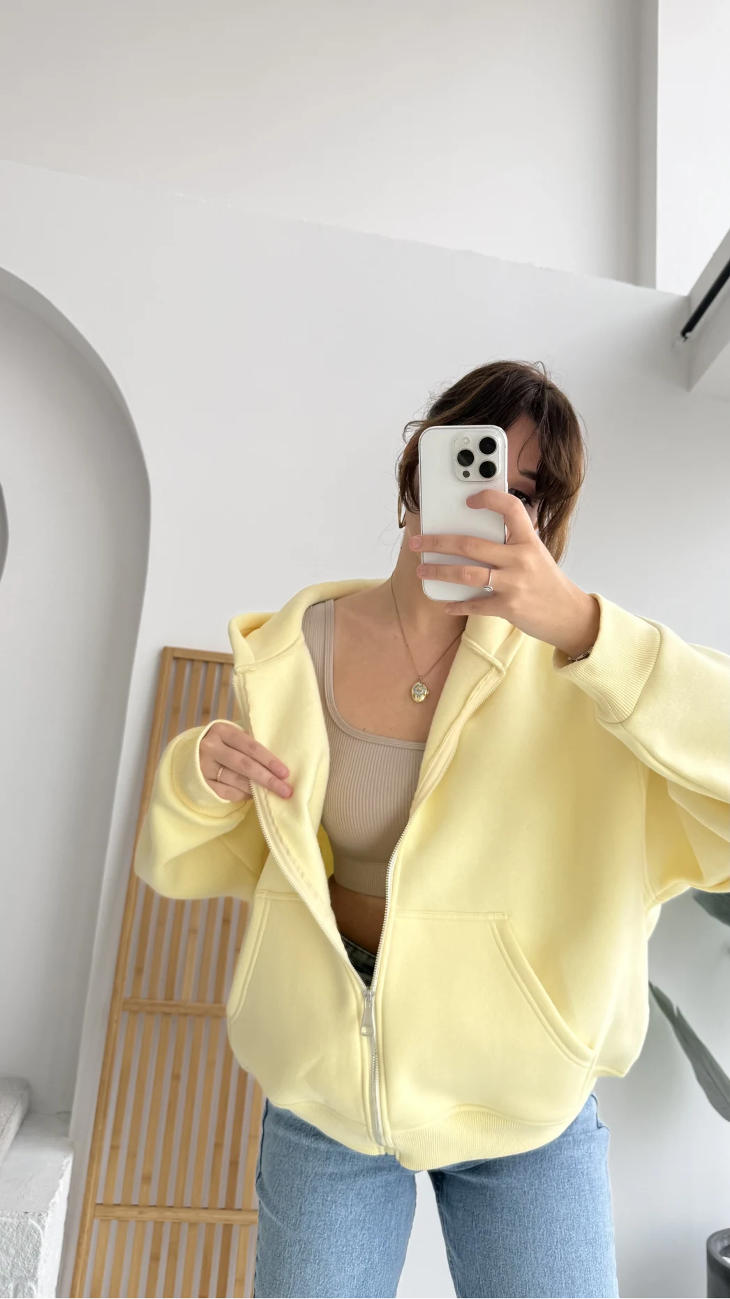 Mercy Oversize Kapüşonlu Hırka Ceket - Sarı