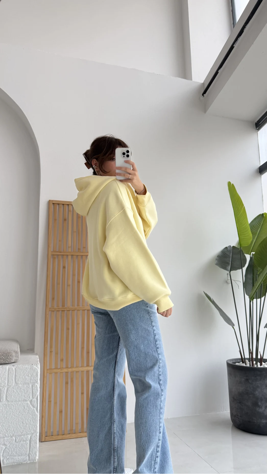 Mercy Oversize Kapüşonlu Hırka Ceket - Sarı