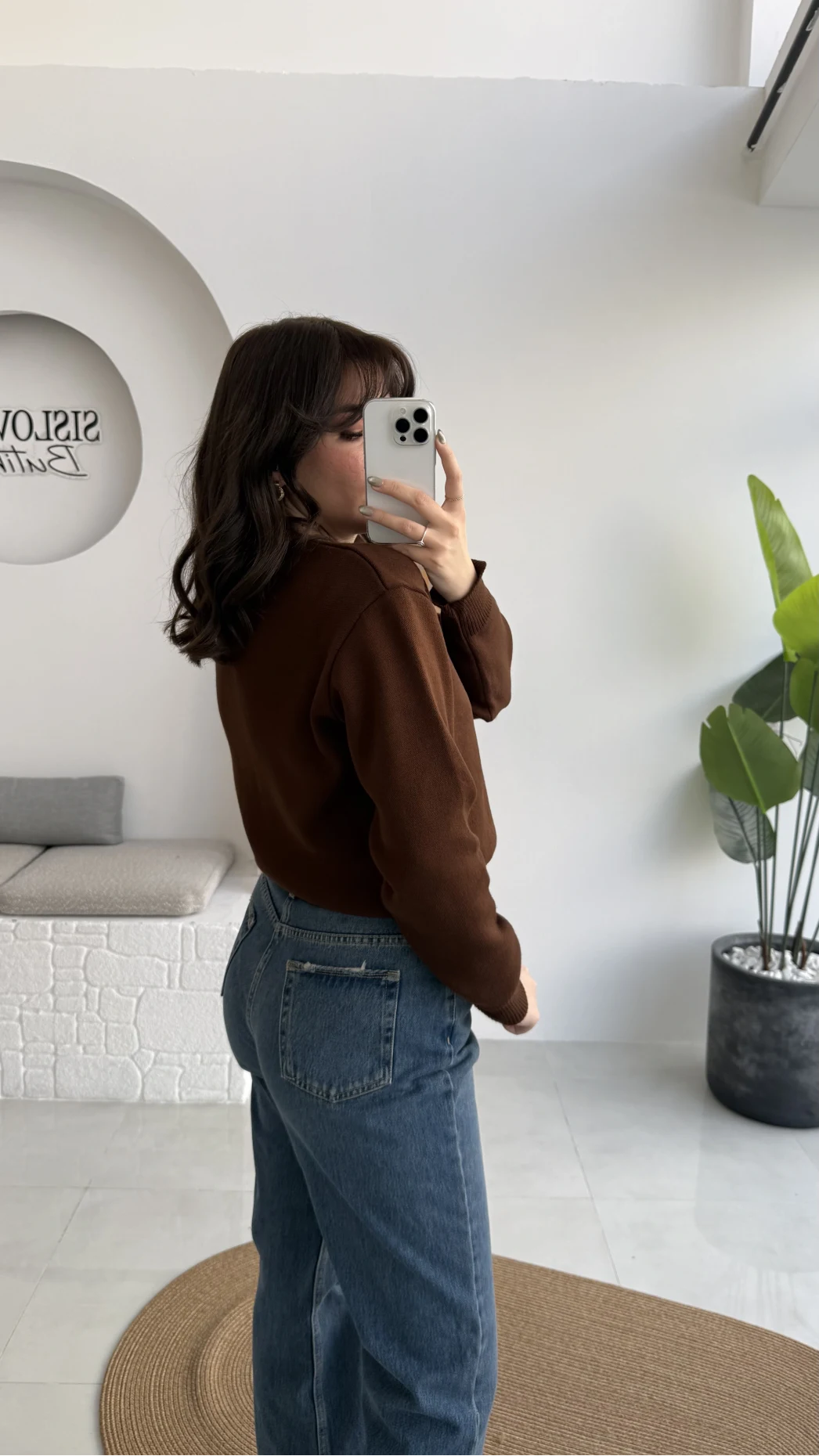 Merly Kalp Düğmeli Triko Hırka - Kahverengi