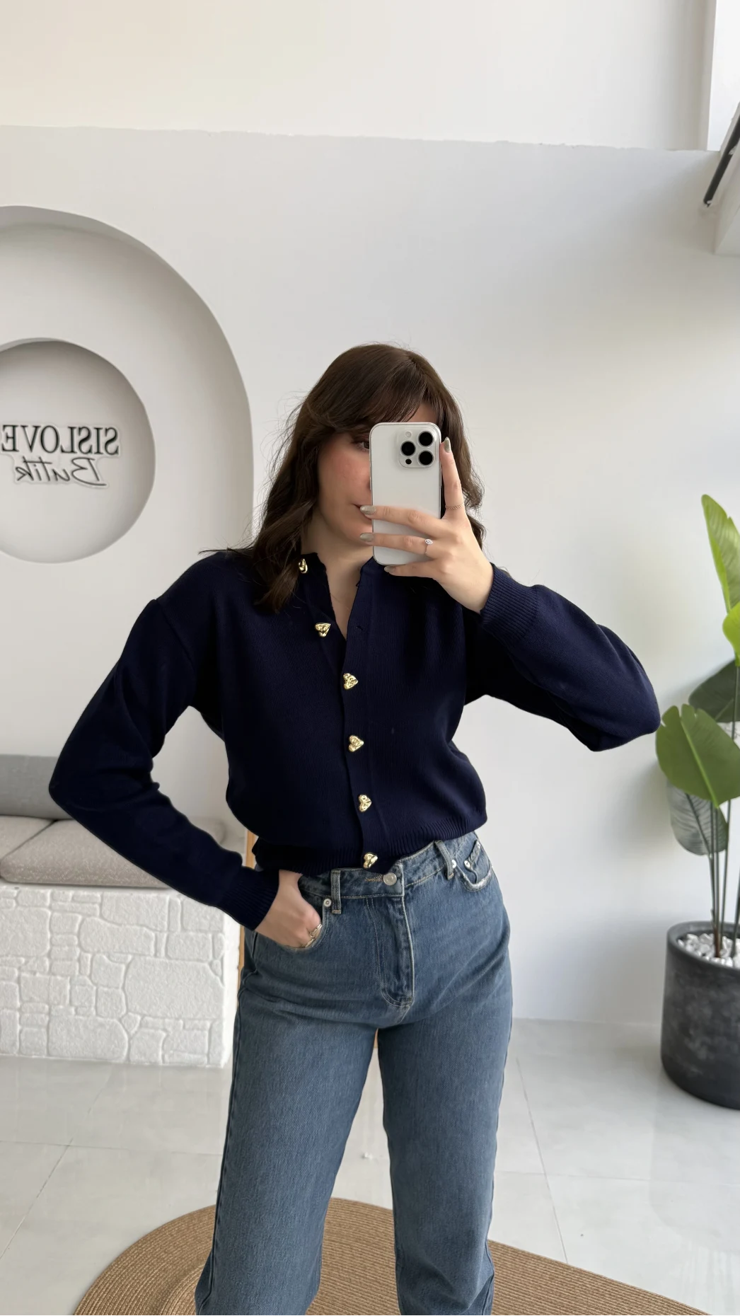 Merly Kalp Düğmeli Triko Hırka - Lacivert