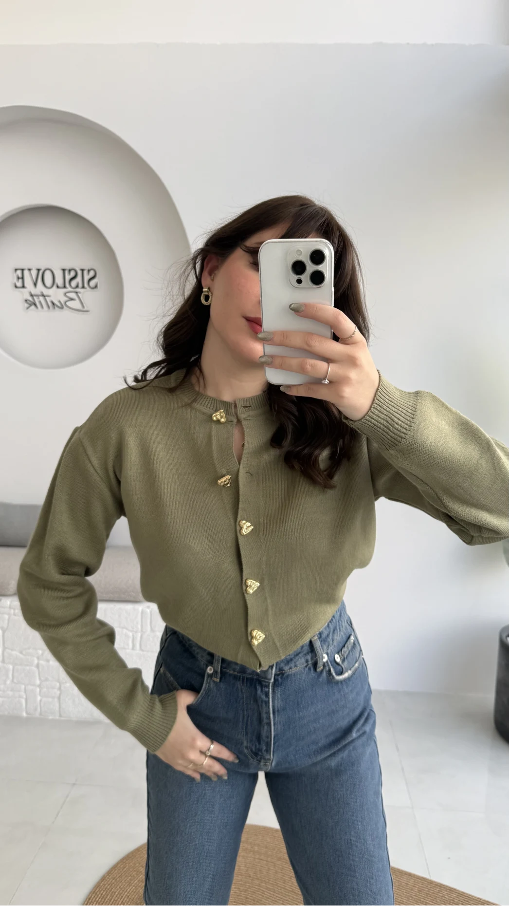 Merly Kalp Düğmeli Triko Hırka - Mint