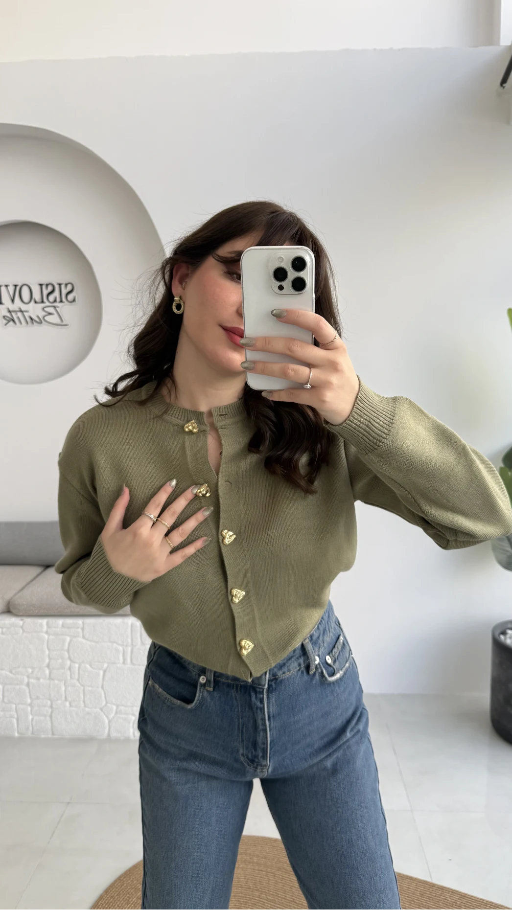 Merly Kalp Düğmeli Triko Hırka - Mint