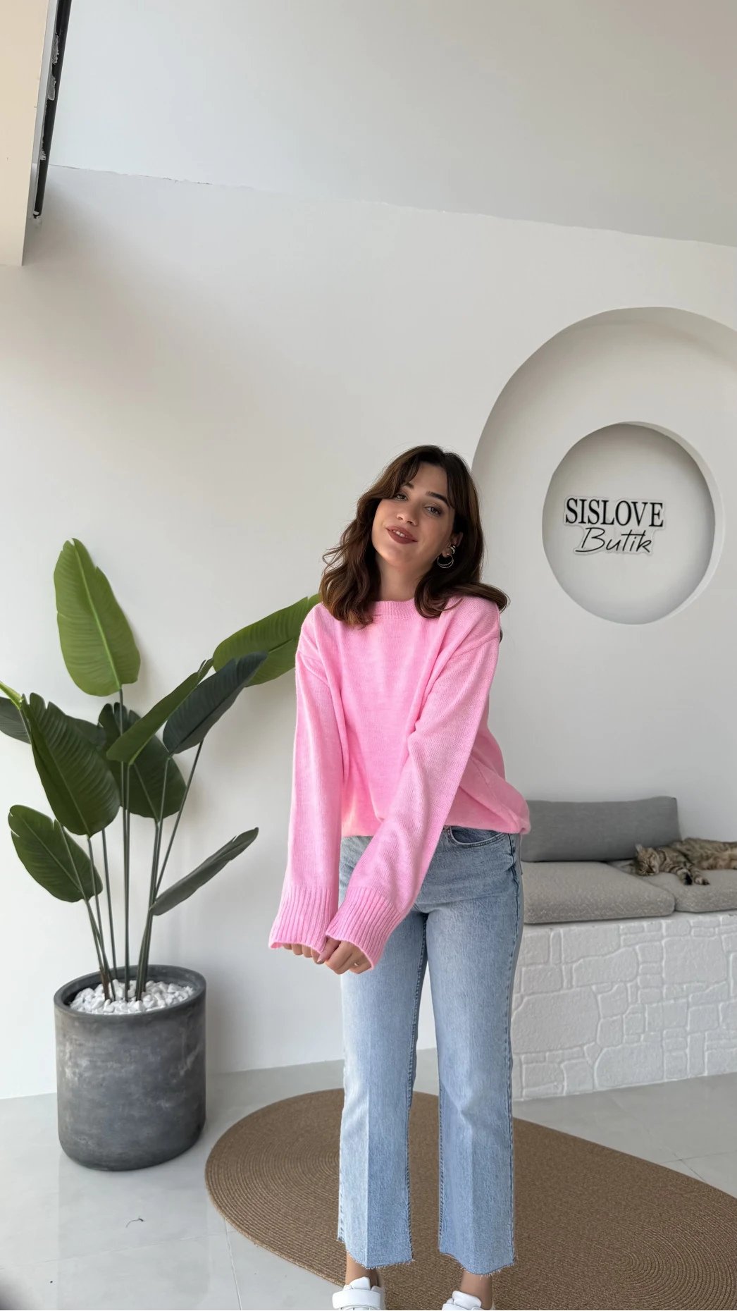 Mia Bisiklet Yaka Kazak - Pembe