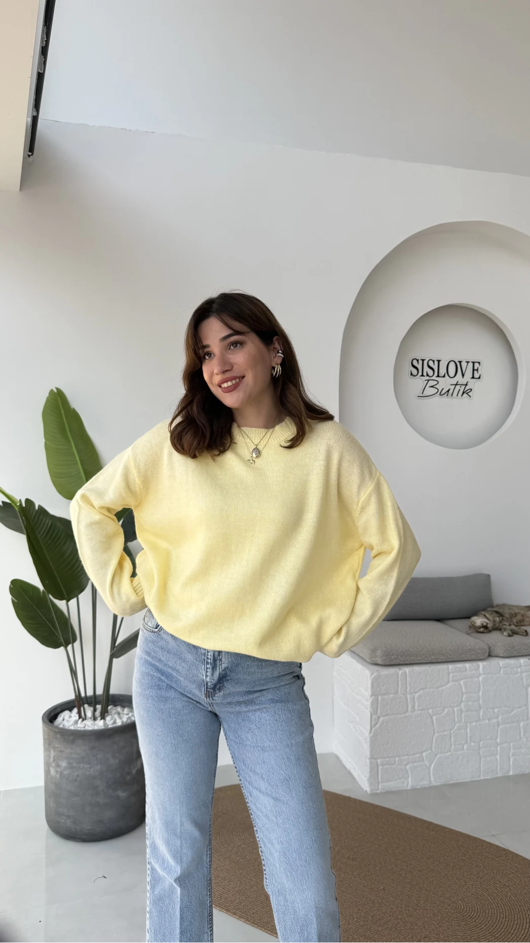 Mia Bisiklet Yaka Kazak - Sarı