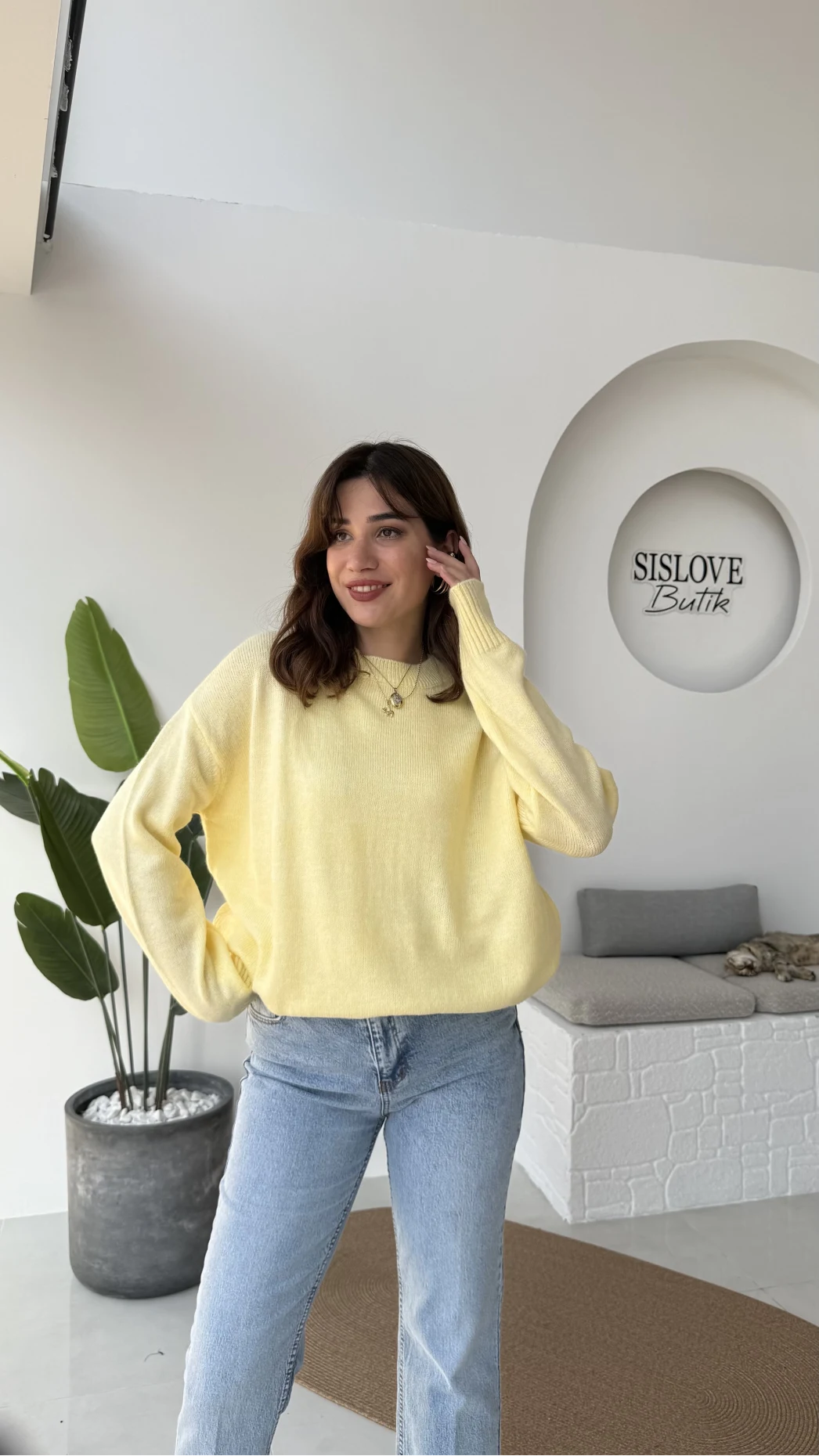 Mia Bisiklet Yaka Kazak - Sarı