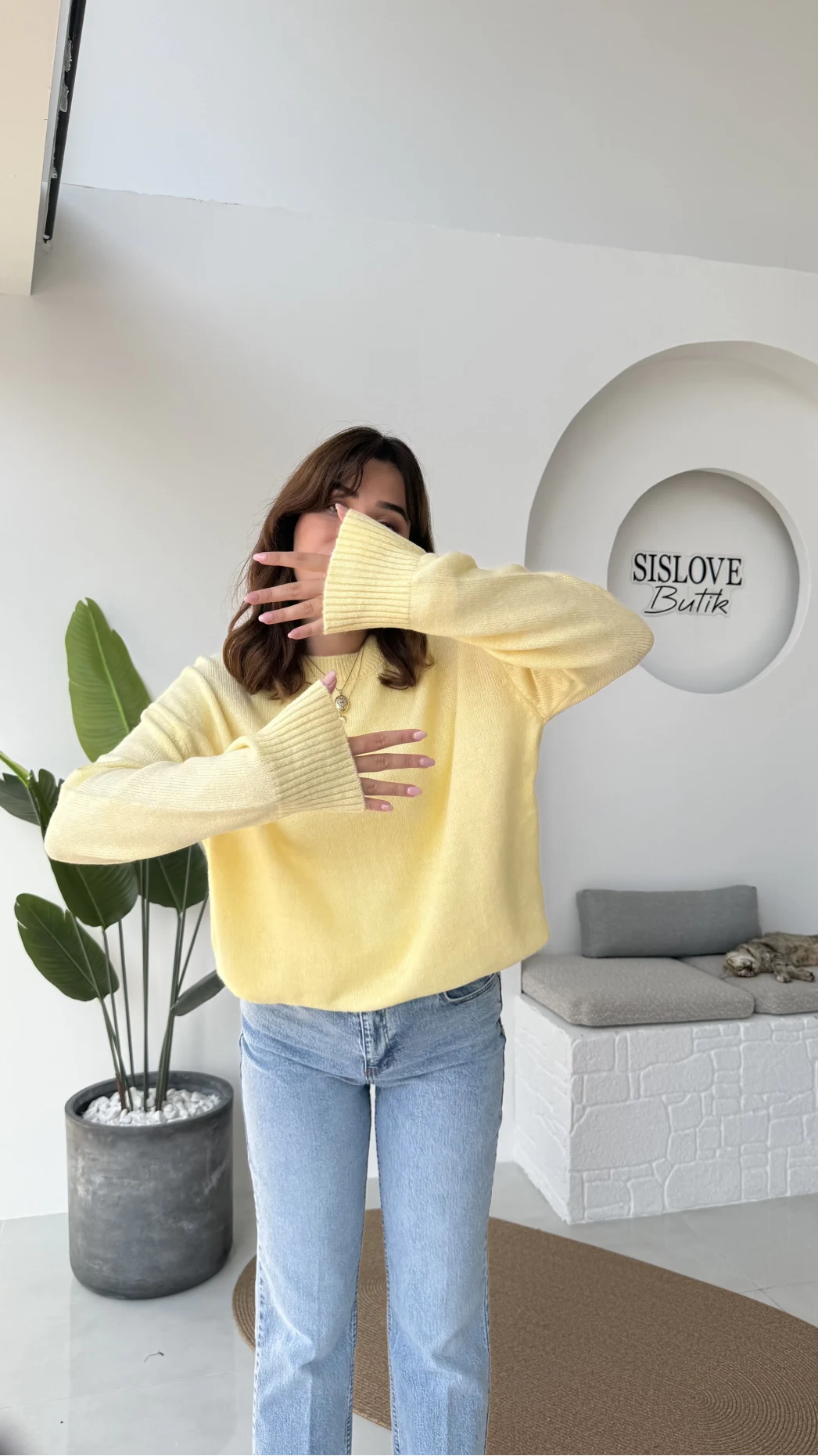 Mia Bisiklet Yaka Kazak - Sarı