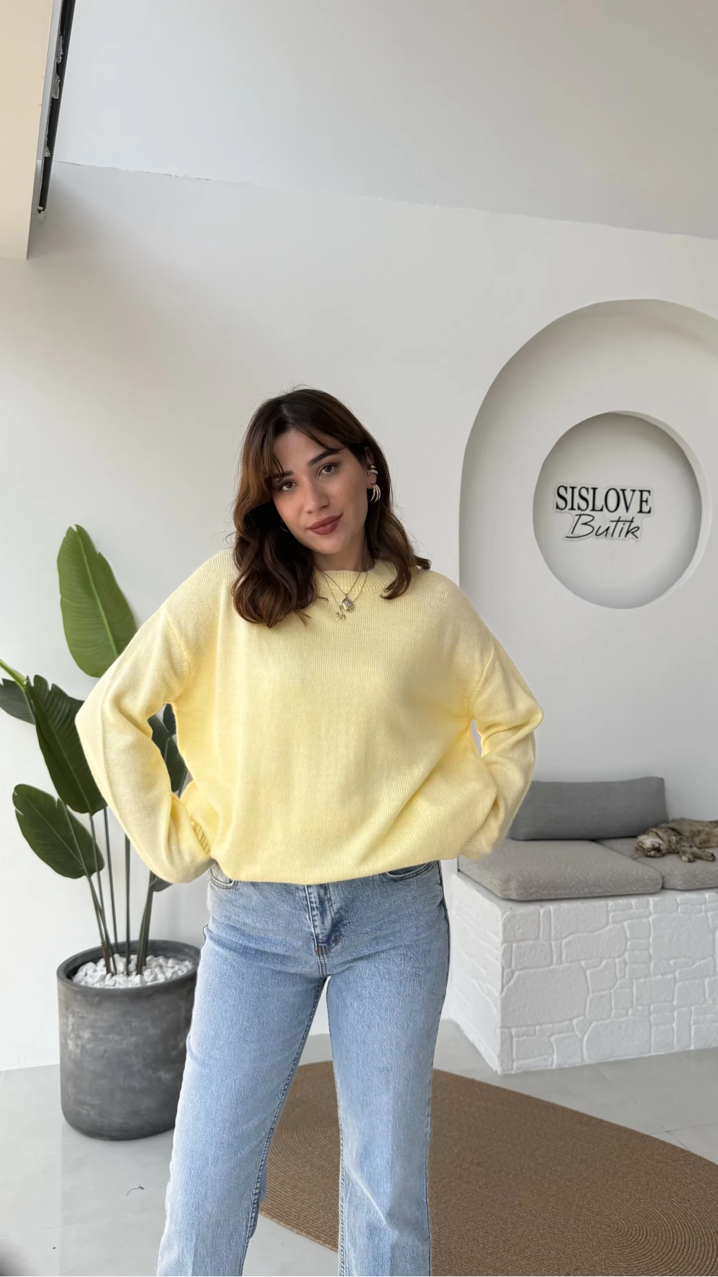 Mia Bisiklet Yaka Kazak - Sarı