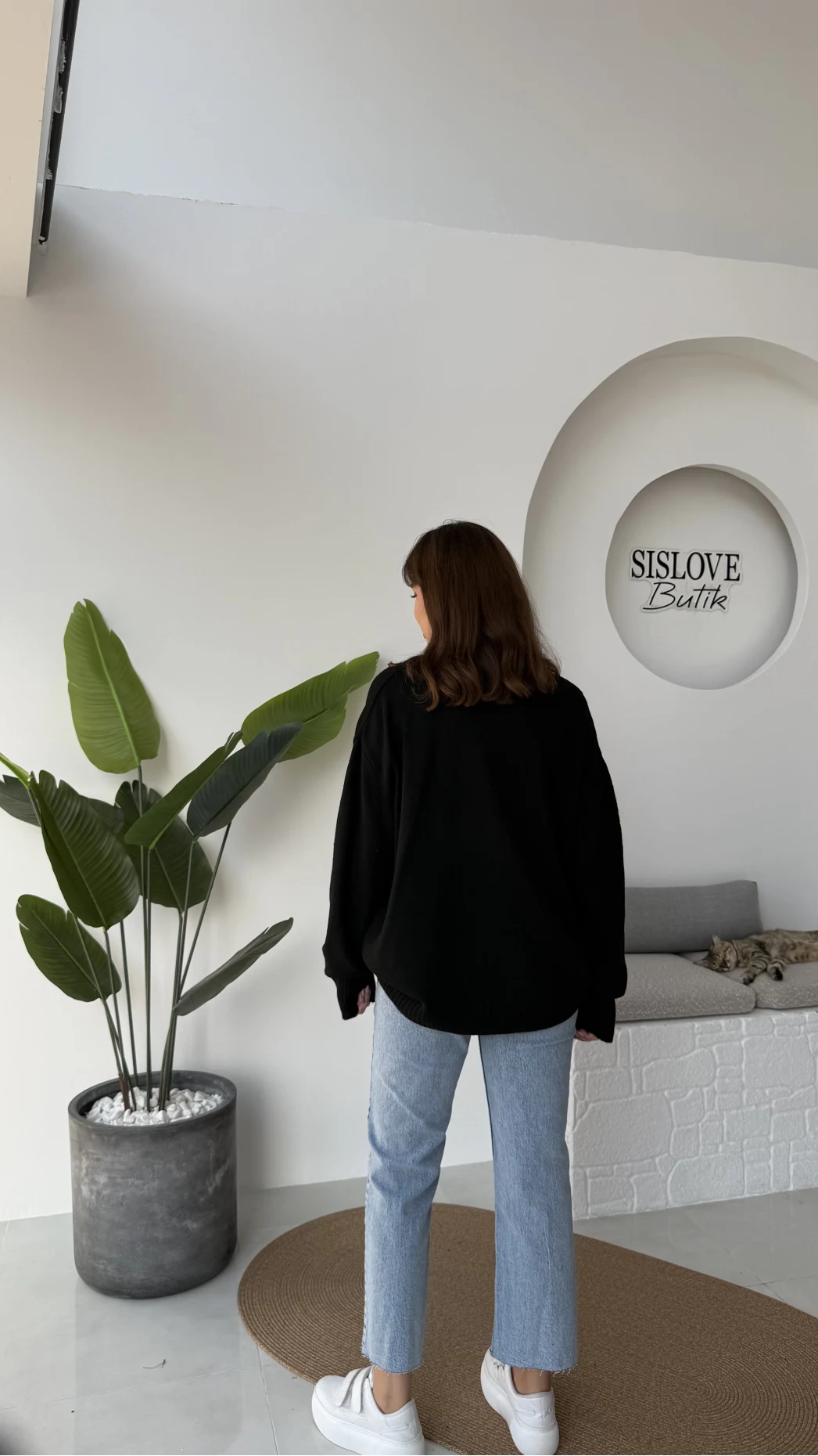 Mia Bisiklet Yaka Kazak - Siyah