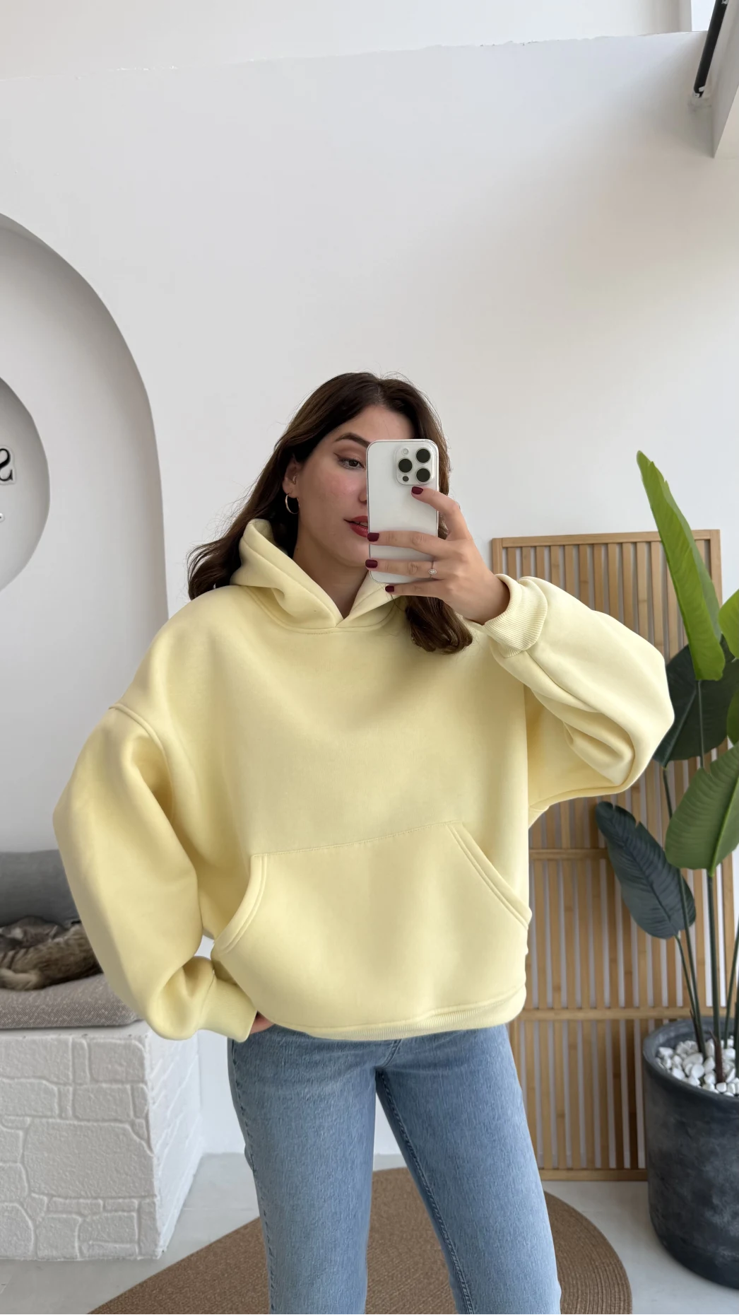 Michelle Kapüşonlu Sweatshirt - Açık Sarı