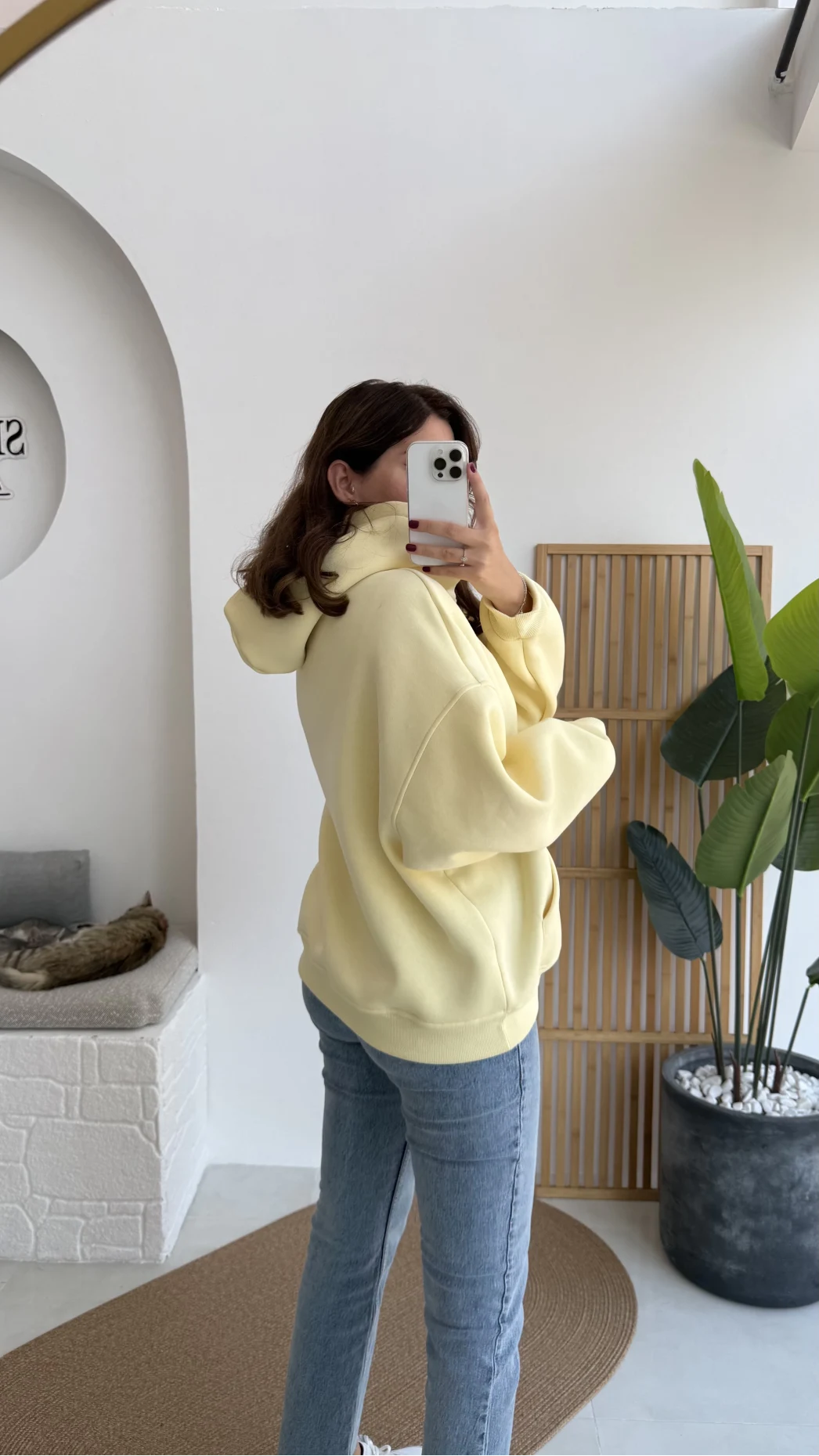 Michelle Kapüşonlu Sweatshirt - Açık Sarı