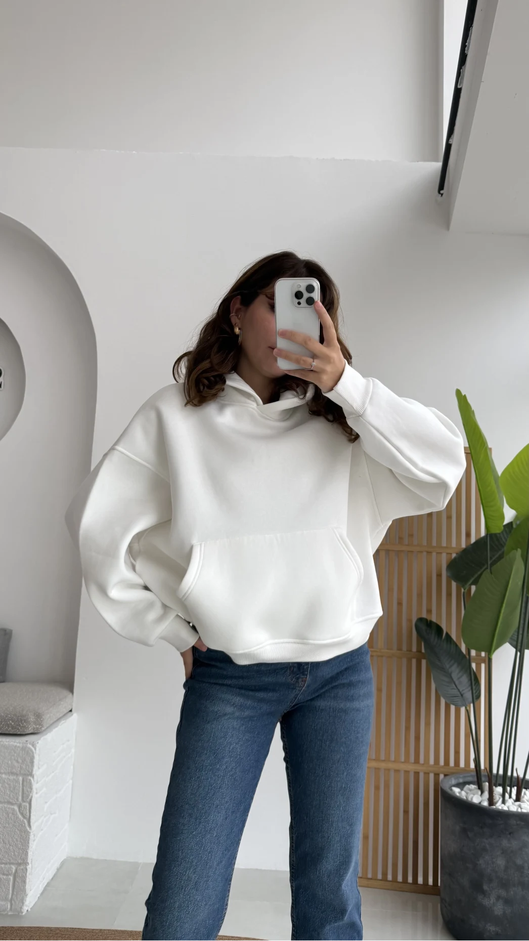 Michelle Kapüşonlu Sweatshirt - Beyaz
