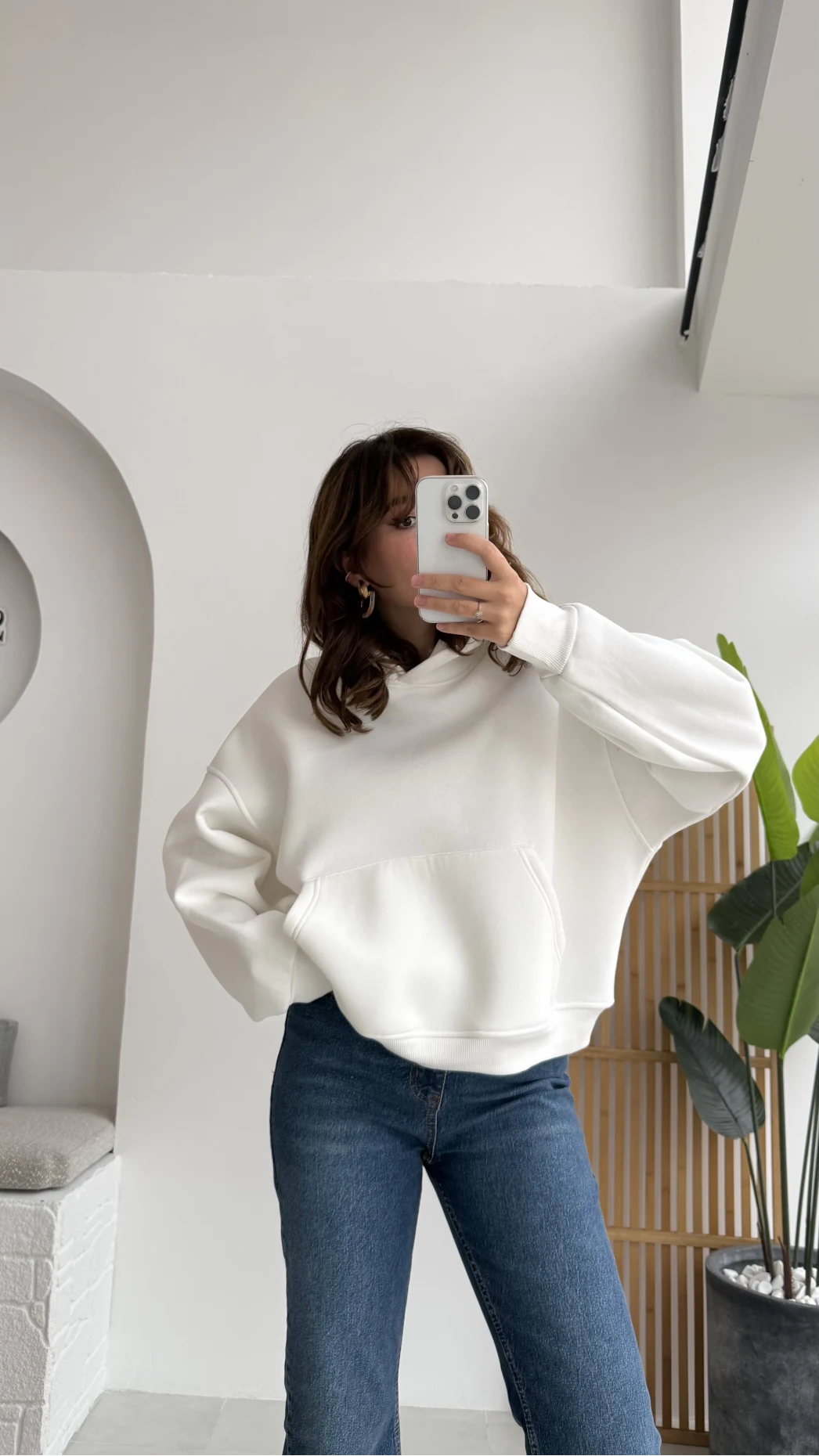 Michelle Kapüşonlu Sweatshirt - Beyaz