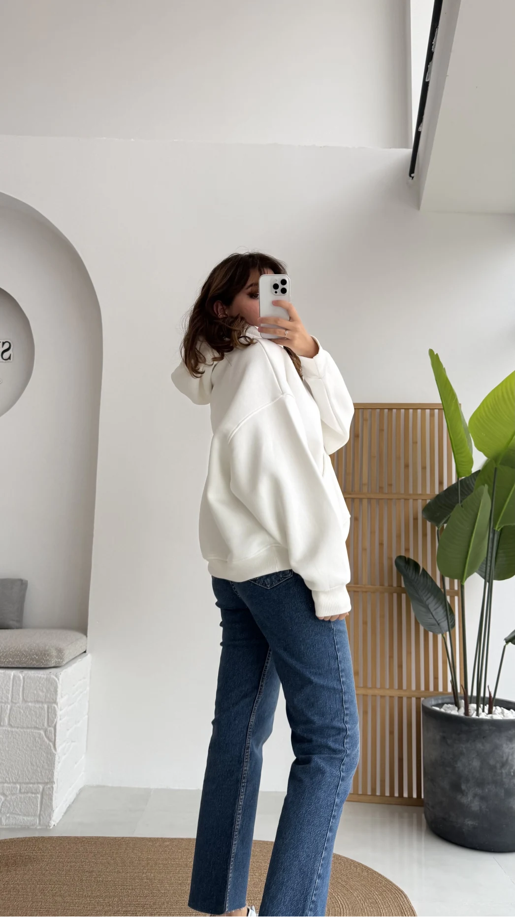 Michelle Kapüşonlu Sweatshirt - Beyaz