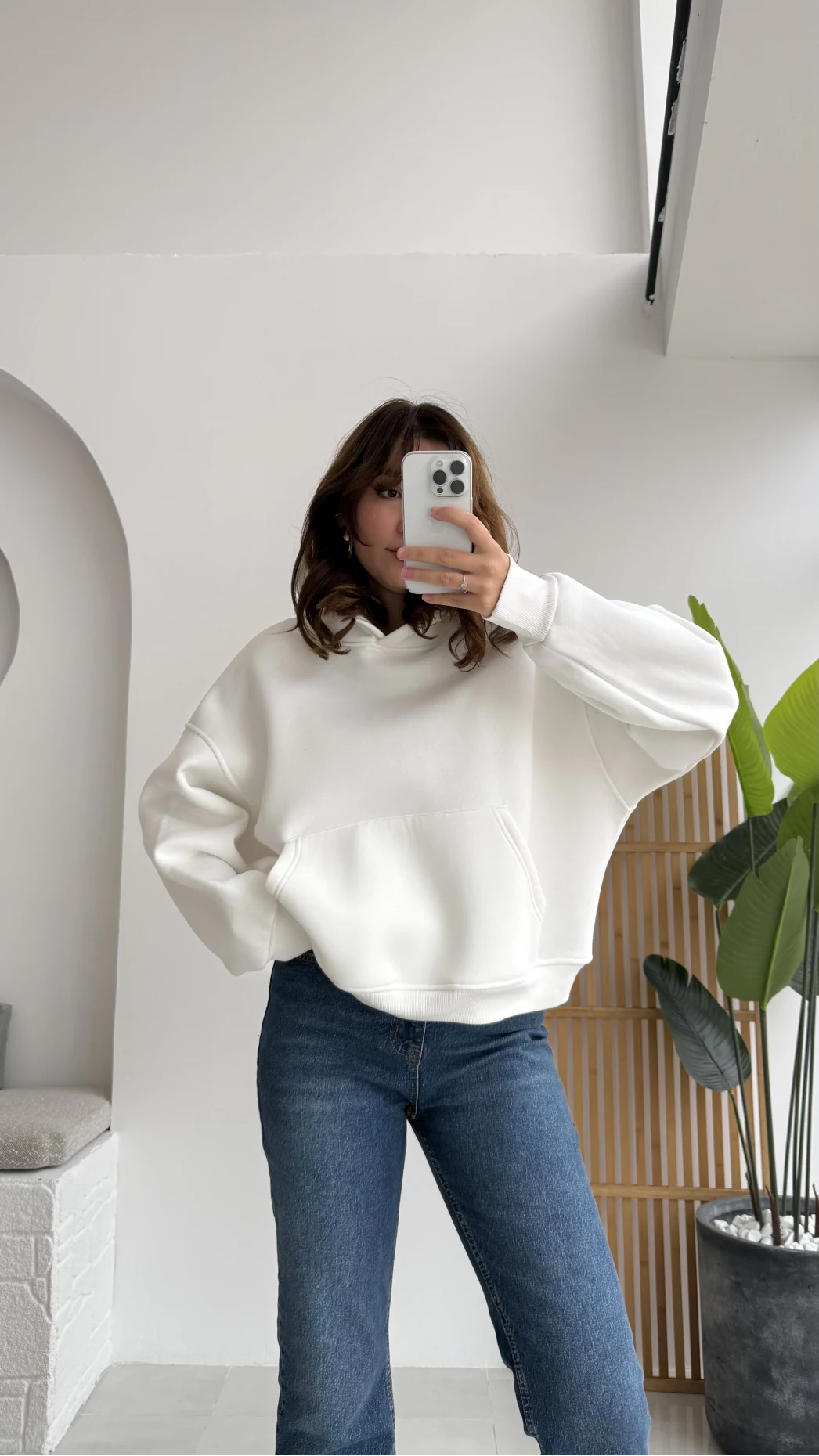 Michelle Kapüşonlu Sweatshirt - Beyaz