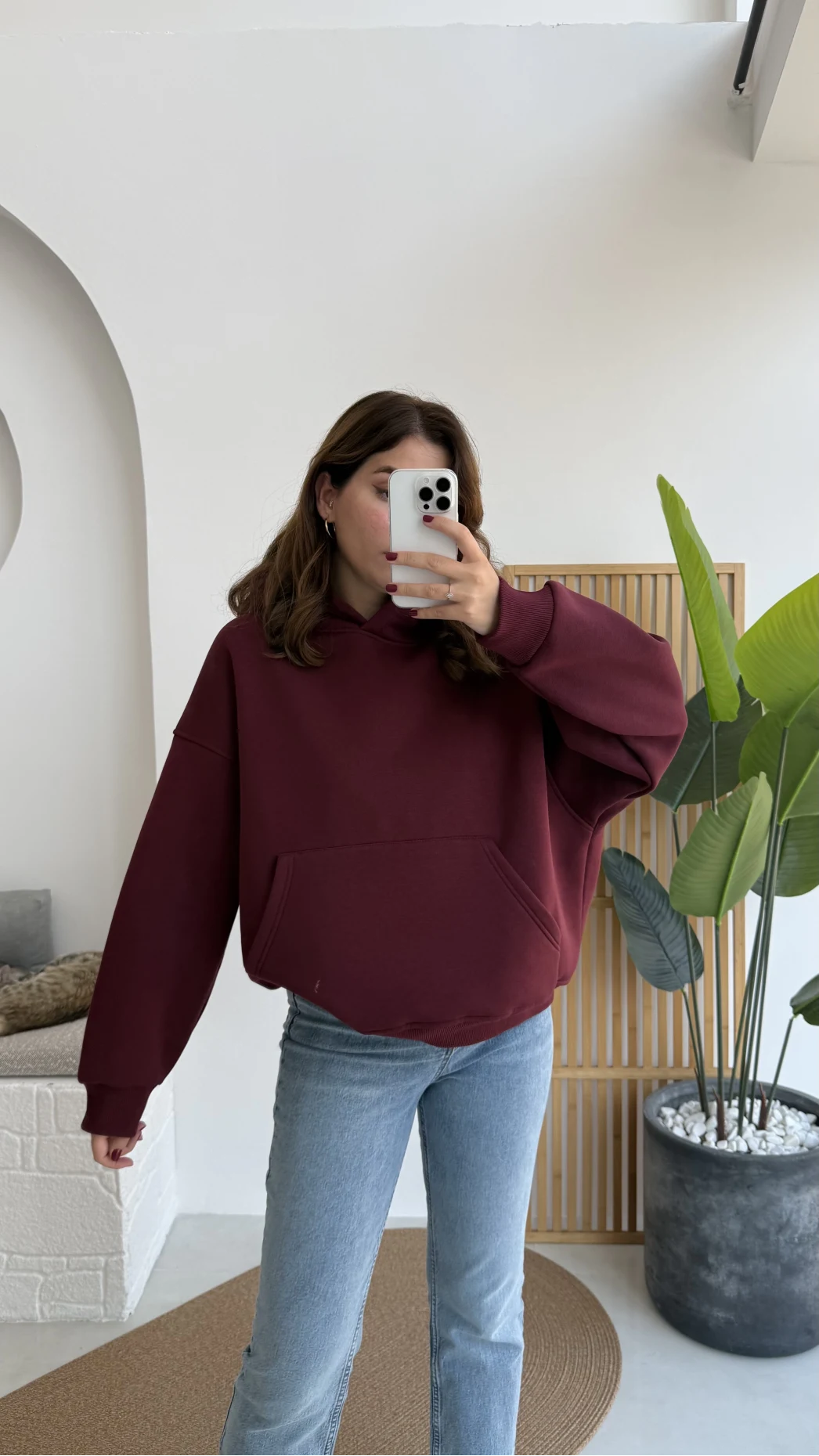 Michelle Kapüşonlu Sweatshirt - Bordo