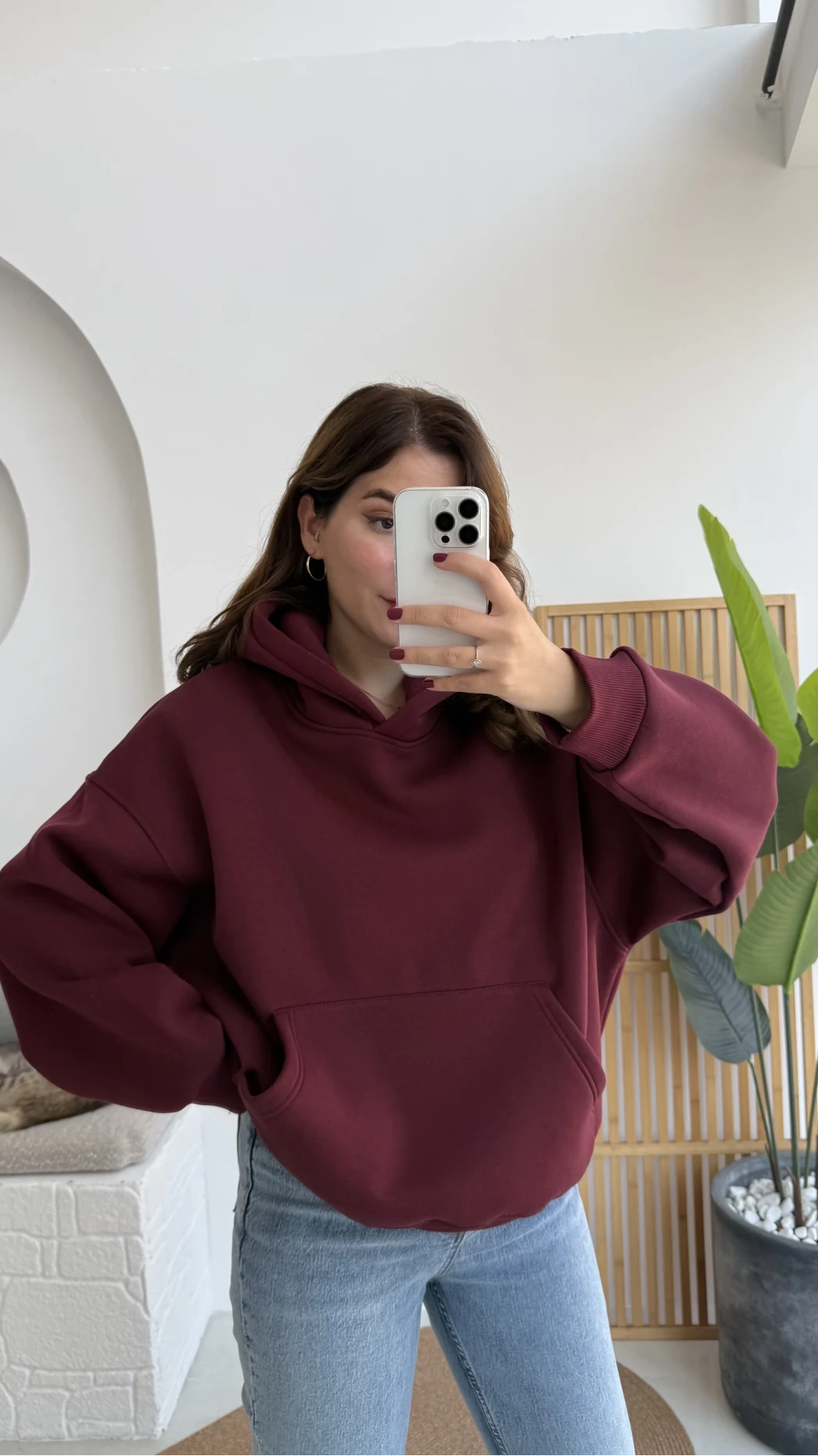 Michelle Kapüşonlu Sweatshirt - Bordo