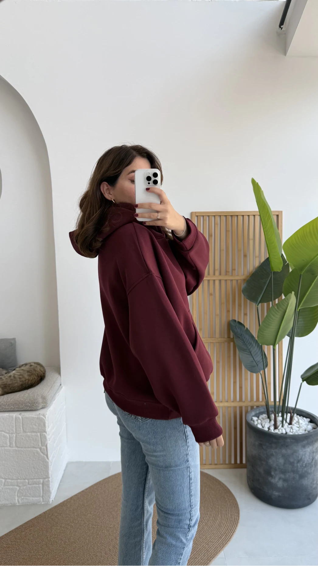 Michelle Kapüşonlu Sweatshirt - Bordo