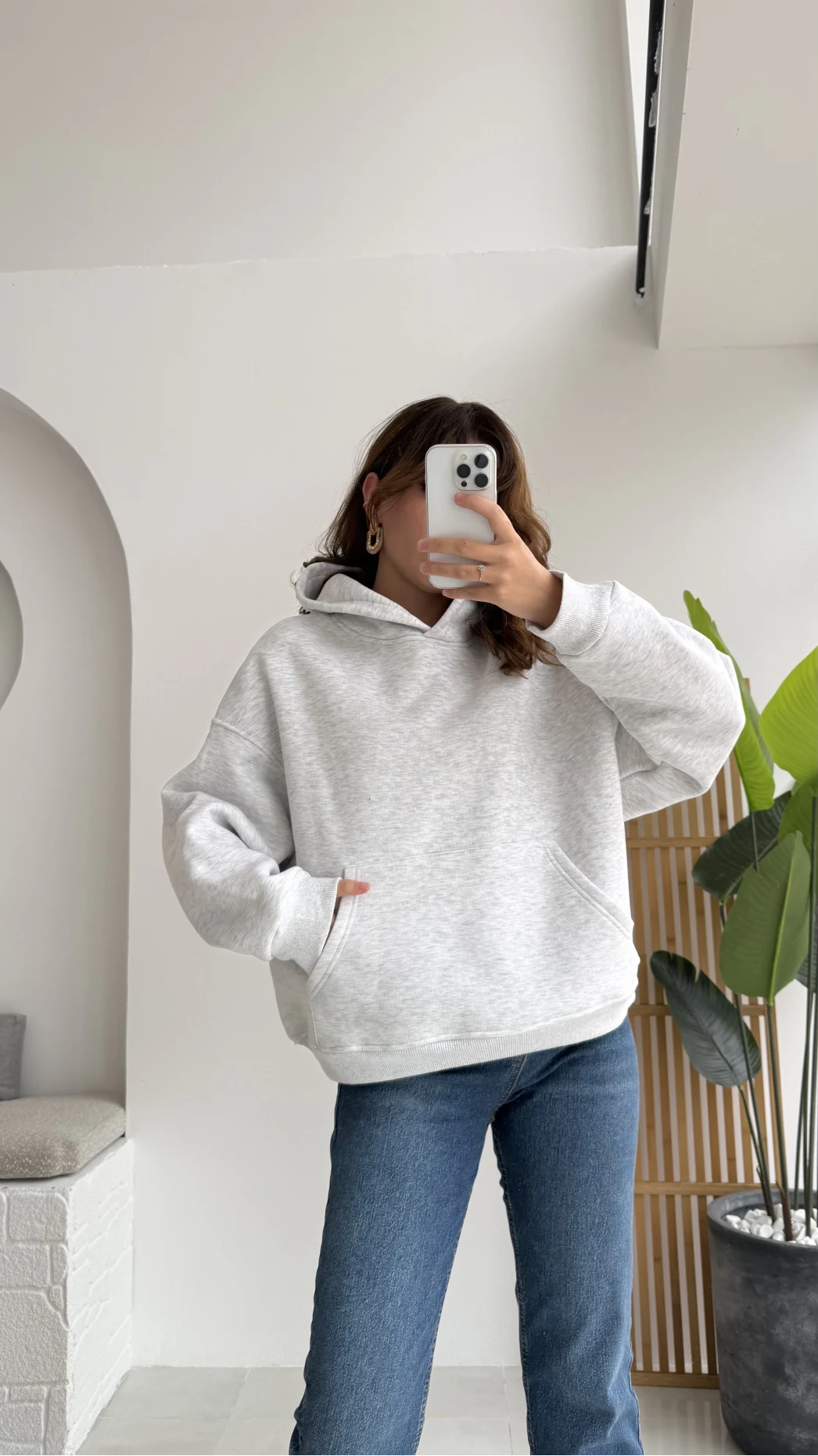 Michelle Kapüşonlu Sweatshirt - Gri