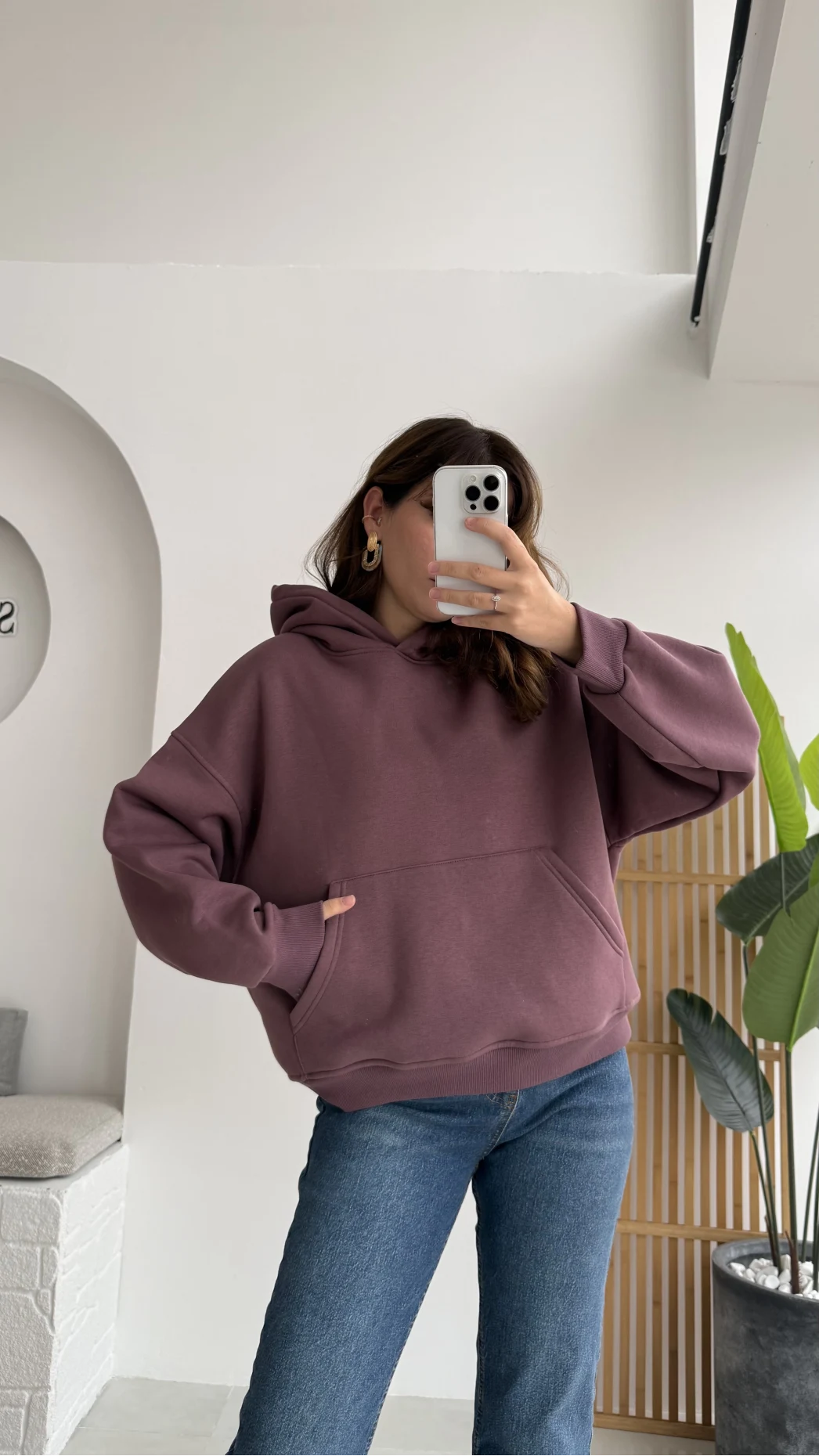 Michelle Kapüşonlu Sweatshirt - Gül Kurusu